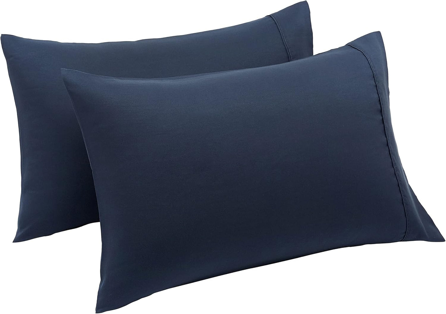 Amazon Basics Standard Pillow Cases Set of 2 - Lightweight, Super Soft Easy Care Microfiber, Navy Blue, 30" L x 20" W, Pillows Not Included