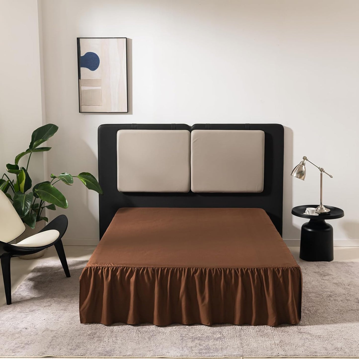 Brown Bed Skirt Full Size Ruffled Bed Skirt with Split Corners, Full Bed Skirt 12 Inch Drop, Full Size Bed Skirt Brown for Ruffled Bed Skirt with Split Corners, Bed Skirt Full Size