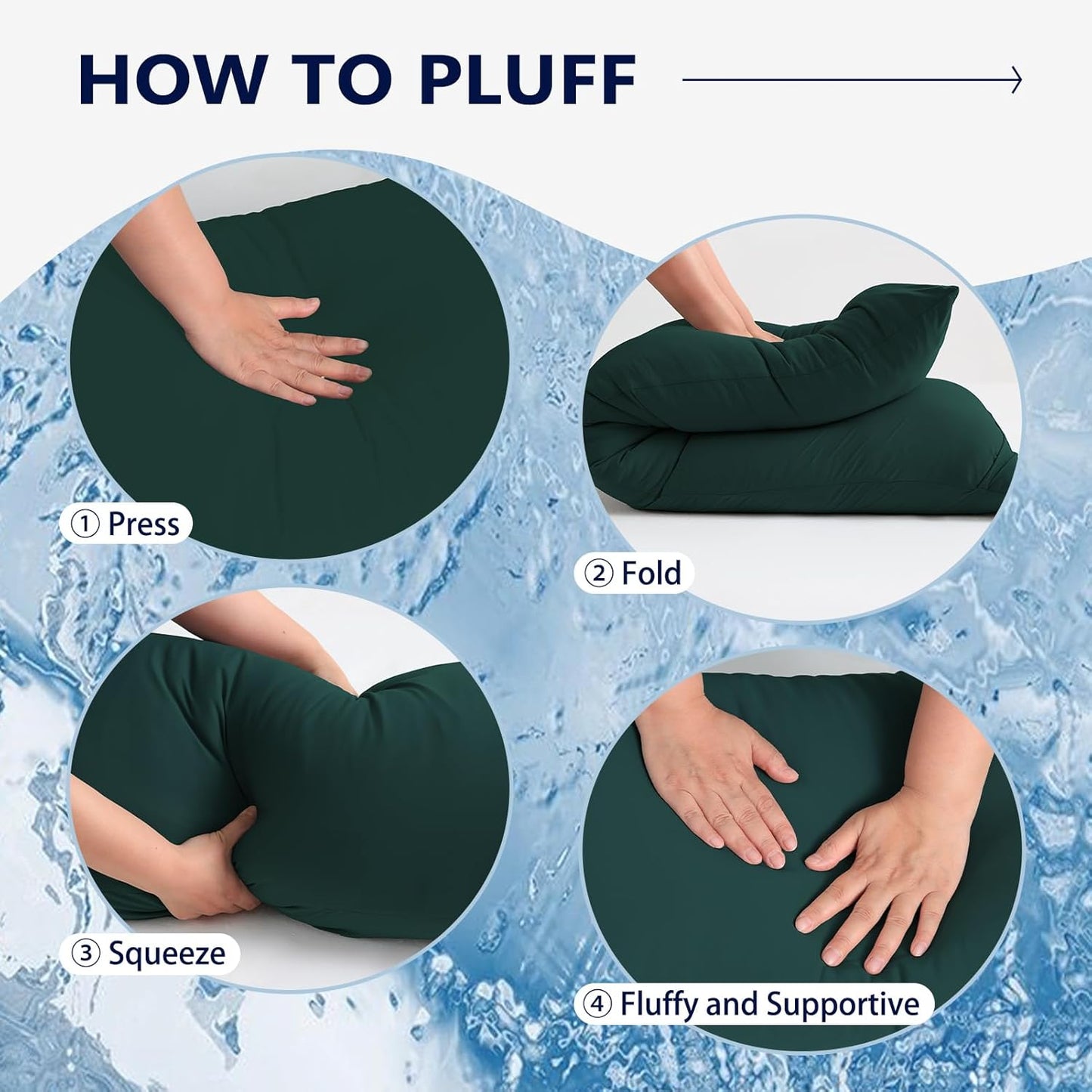 DOWNCOOL Large Body Pillow Insert with Cooling Cover - Soft Long Bed Pillow for Summer - Breathable Full Body Pillow for Adults - 20x54 inch (Green, with Cover)
