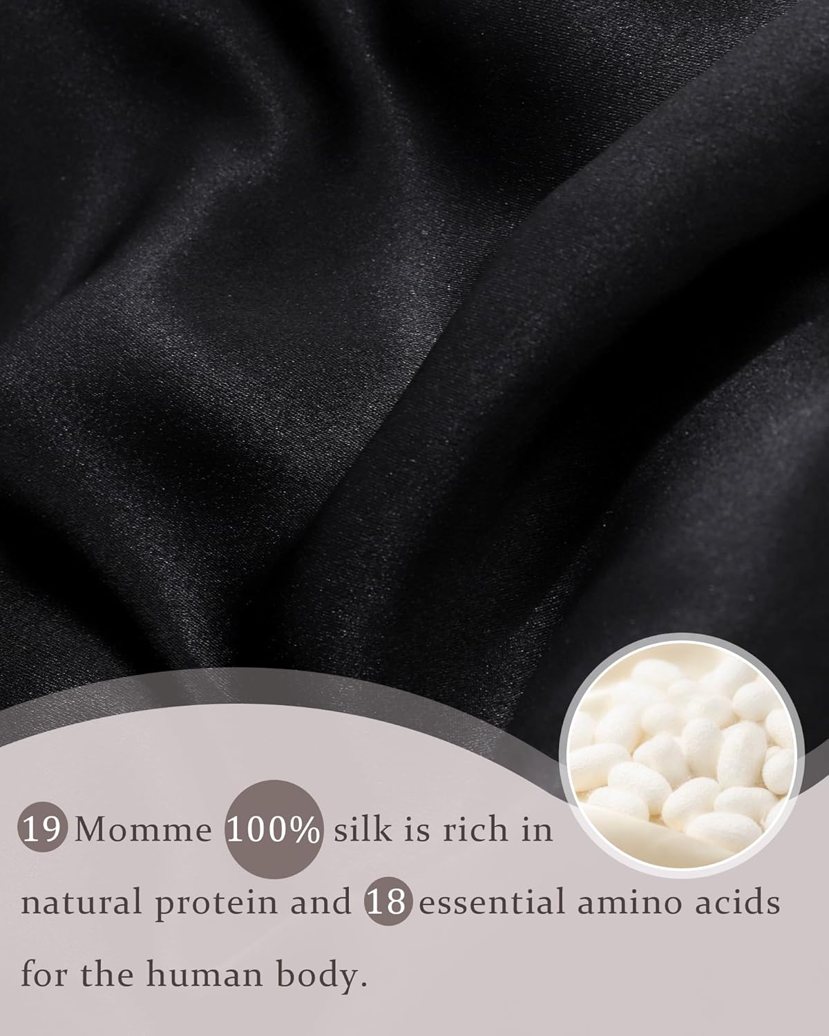 100% Mulberry Silk Bonnet for Sleeping Women Double Layer Silk Hair Bonnet Natural Silk Sleep Cap with Elastic Reversible Hair Wrap (Black)