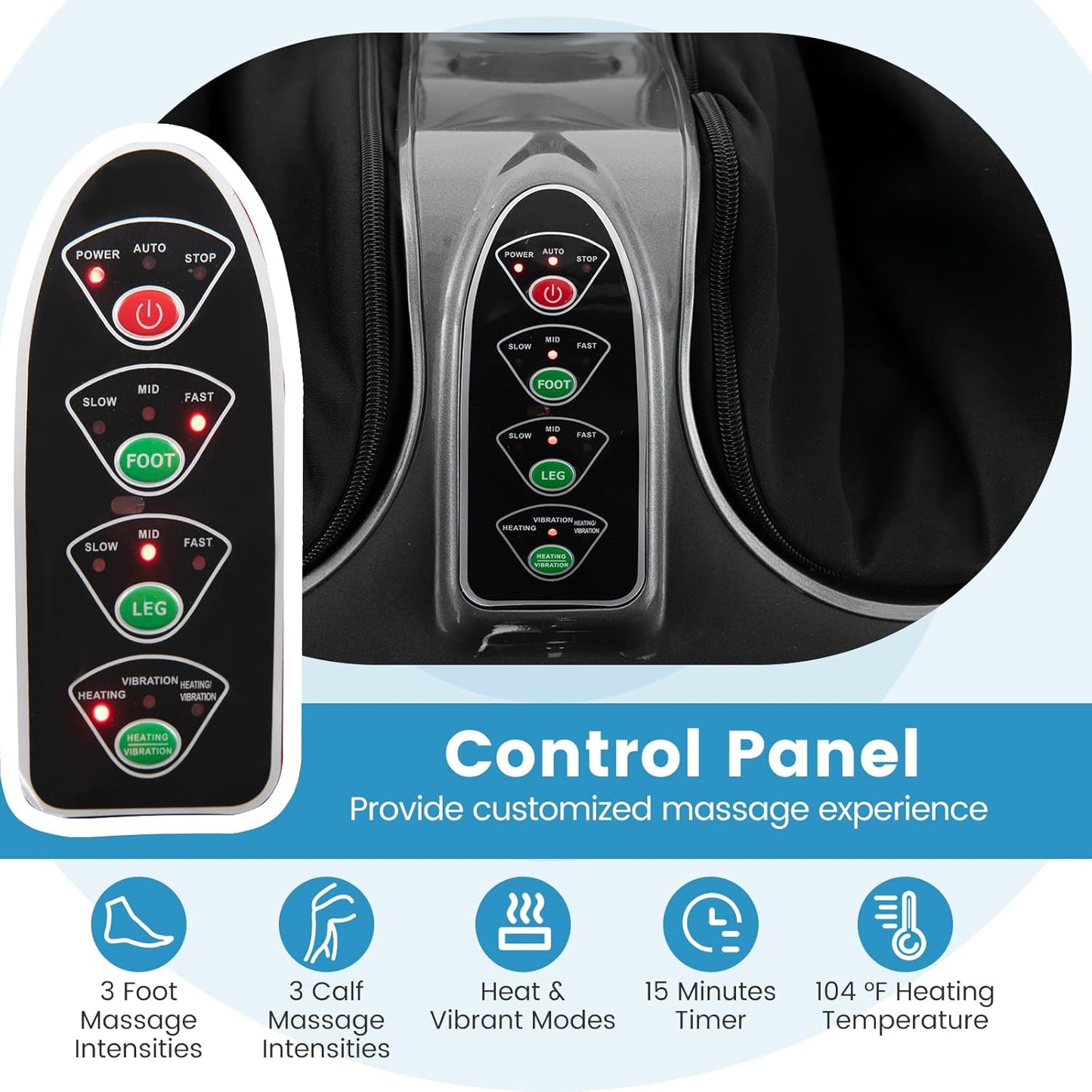 Giantex Foot and Calf Massager with Heat - Shiatsu Foot Massager Machine with Vibration, Deep Kneading, 3-Level Intensity Modes, Electric Foot Massager for Tired Feet, Leg, Calf Pain Relief (Grey)