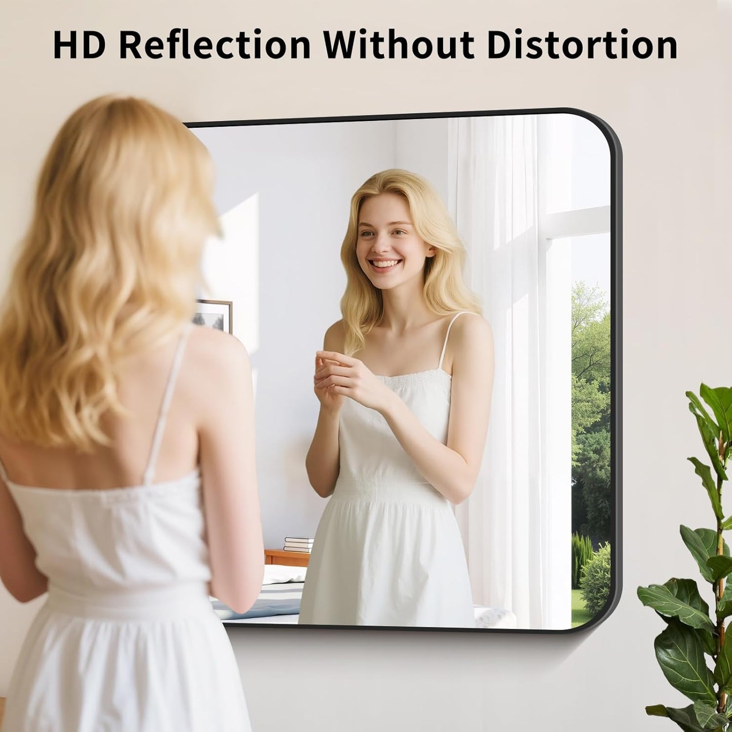 Koonmi Black Framed Bathroom Mirror - 32x40 Inch Shatterproof Tempered Glass Vanity Mirror for Bathroom Sink, Wall Mounted with Matte Aluminum Alloy Frame, No Distortion, Modern Decor