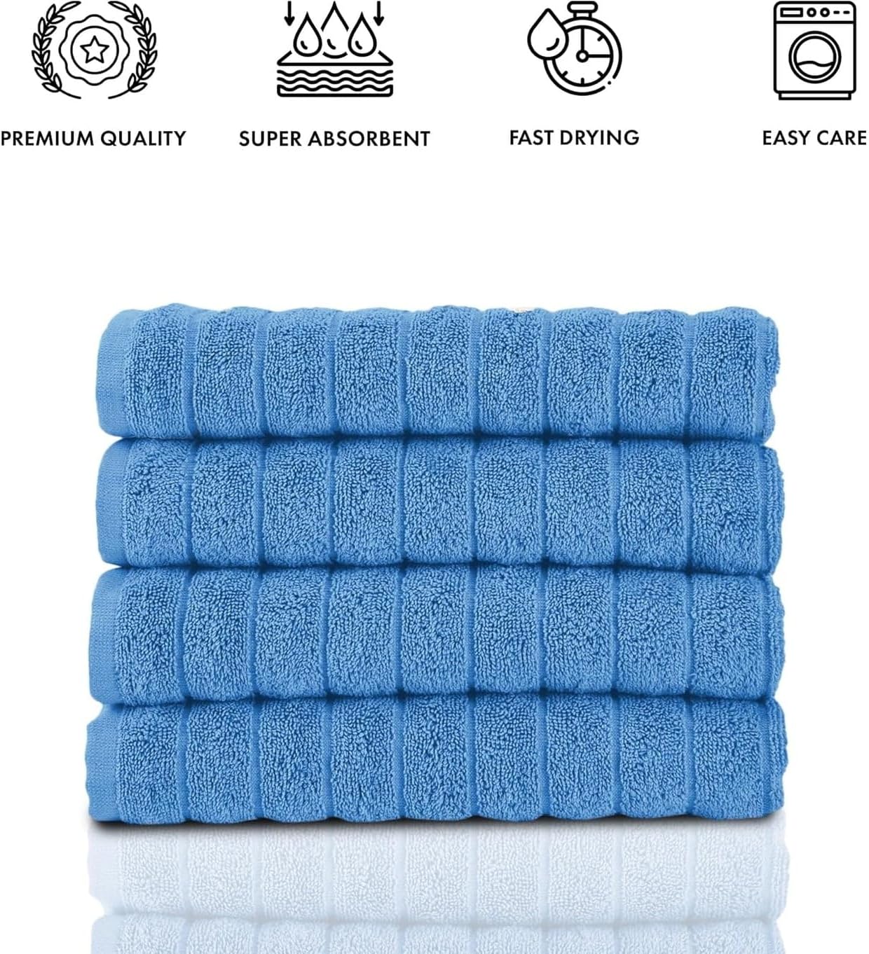 Classic Turkish Towels CTT Luxury Hand Towels for Bathroom Set of 4, 100% Turkish Cotton, Quick Dry & Comfy Towels for Hotel & Spa, Highly Absorbent | 20"x32" (Dark Blue)