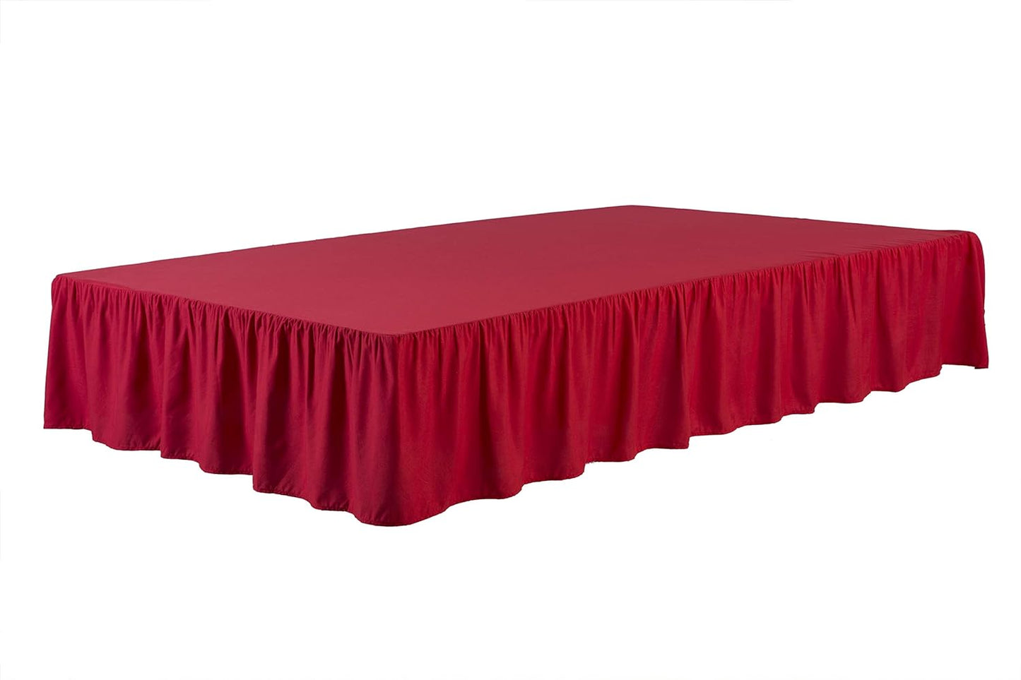 Sheets & Beyond Wrap Around Solid Microfiber Luxury Hotel Quality Fabric Bedroom Gathered Ruffled Bedding Bed Skirt 14 Inch Drop (Queen, Red)