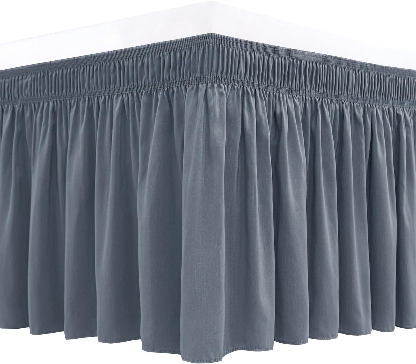Biscaynebay Wrap Around Bed Skirts for Queen Size Beds 18" Drop, Dark Grey Adjustable Elastic Dust Ruffles Easy Fit Wrinkle Resistant Silky Luxurious Fabric Machine Washable