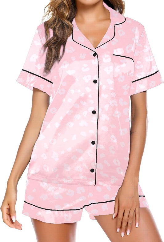 Ekouaer Pajamas for Women Set Silk Satin Pjs Shorts Sleepwear 2 Piece Loungewear S-XXL