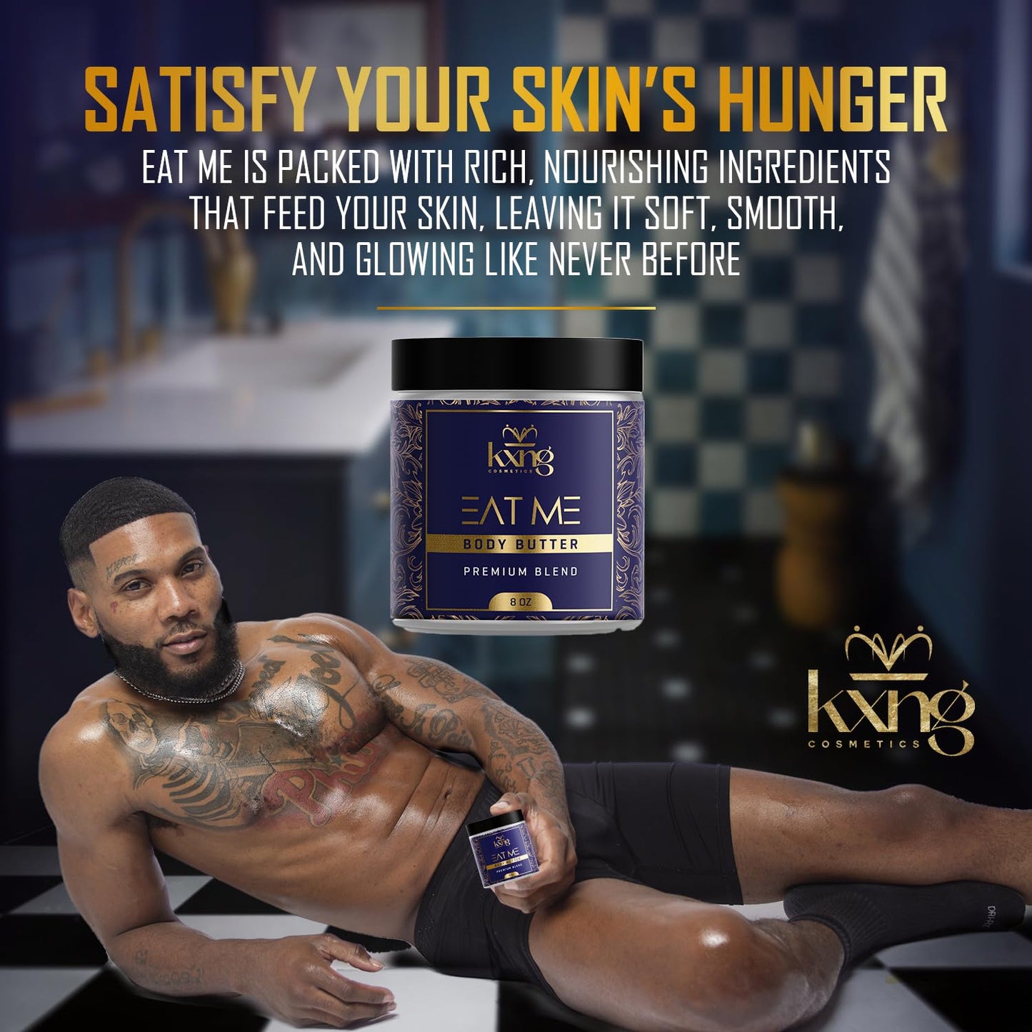 KXNG Whipped Moisturizing Body Butter, Shea Butter Enriched Cream for Dry Skin, Lightweight Hydration for Men & Women, Cruelty-Free
