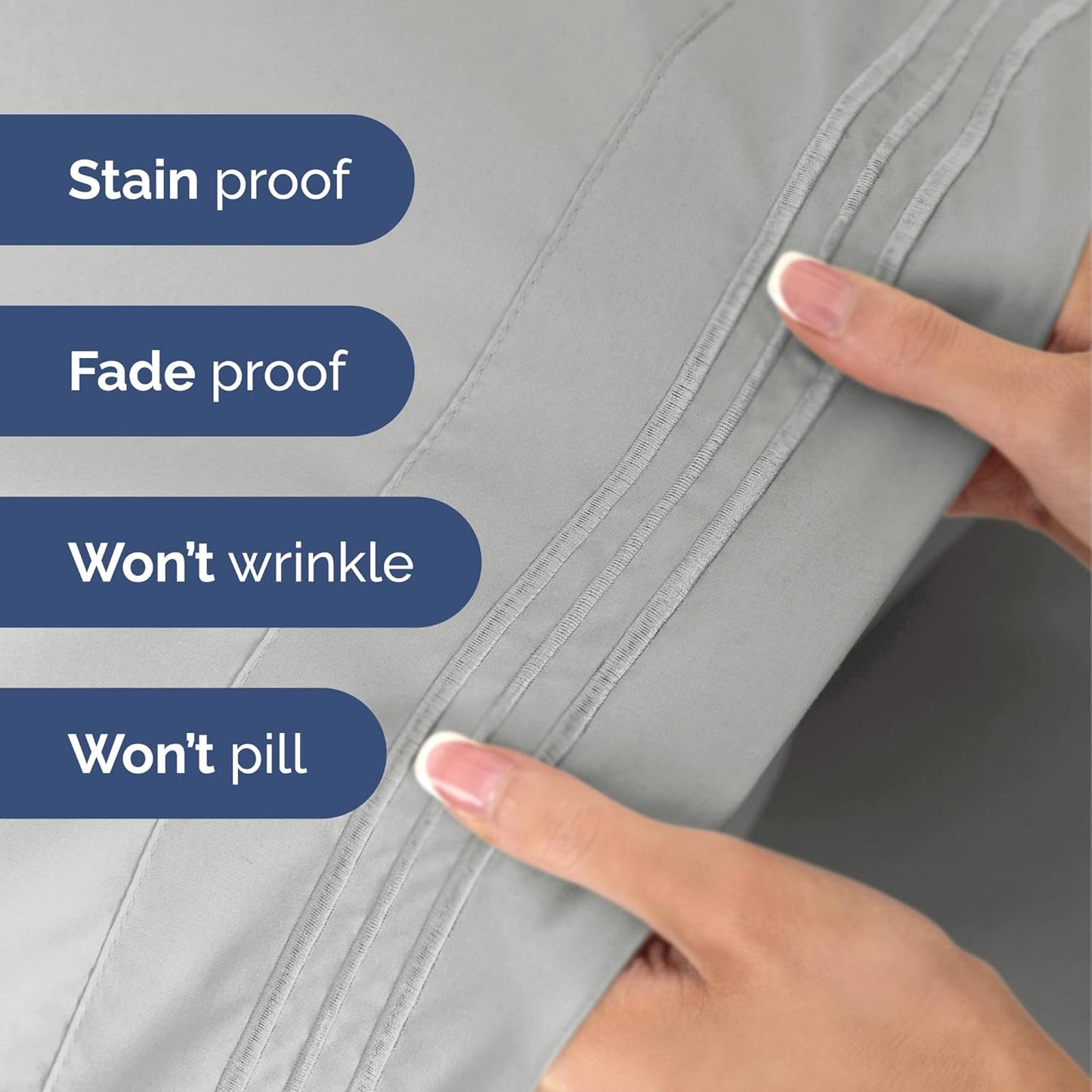 Twin Size 3 Piece Sheet Set - Extra Soft, Breathable & Cooling Sheets - Hotel Luxury Durable Bed Sheets for Women & Men - Deep Pockets, Easy-Fit & Wrinkle-Free Sheets - Soft Grey Oeko-Tex Bed Sheets