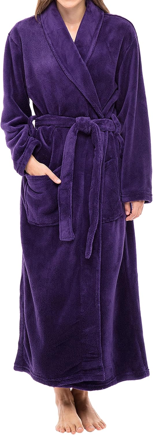 Alexander Del Rossa Plush Robe for Women, Long Fleece Winter Bath Robe, Plus Size