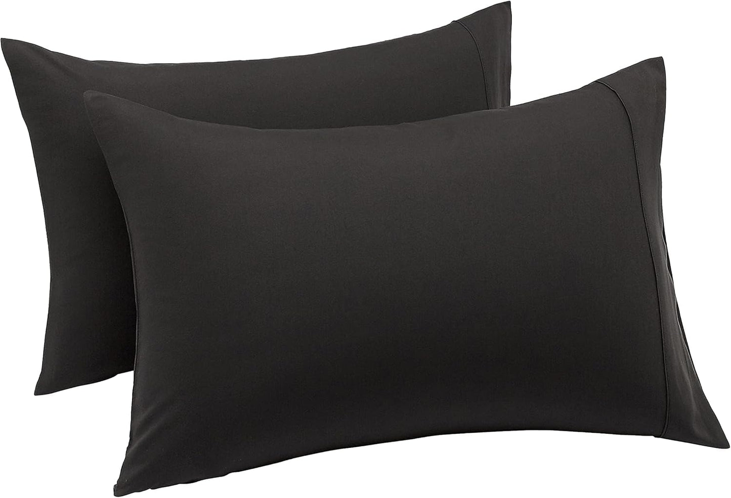 Amazon Basics Standard Pillow Cases Set of 2 - Lightweight, Super Soft Easy Care Microfiber, Black, 30" L x 20" W, Pillows Not Included