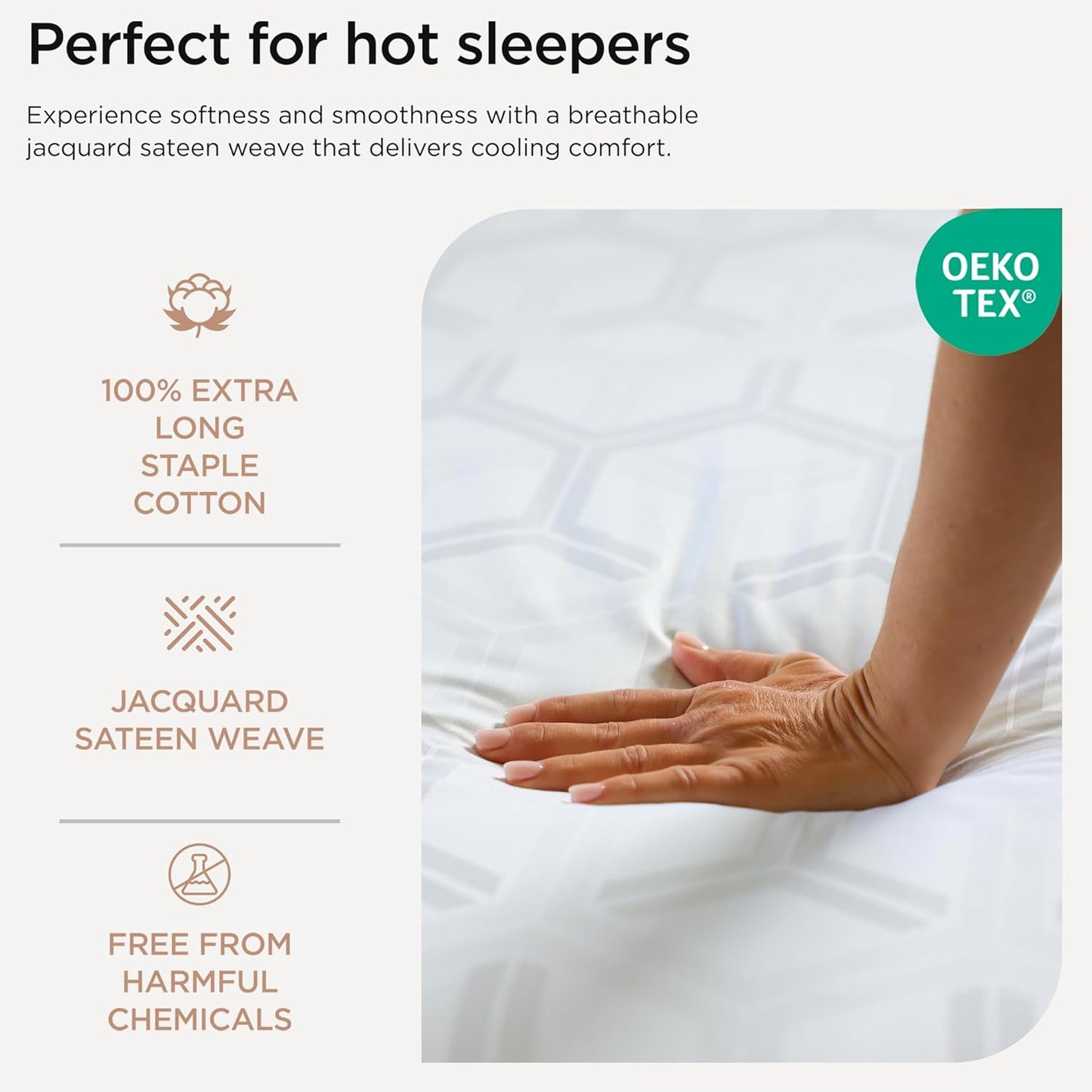 Threadmill 100% Cotton Sheets for Queen Size Bed - 600 Thread Count Queen Bed Sheets Set with 16” Deep Pocket - Jacquard Sateen Weave 4-Piece Bedding Set with Cooling Effect, White