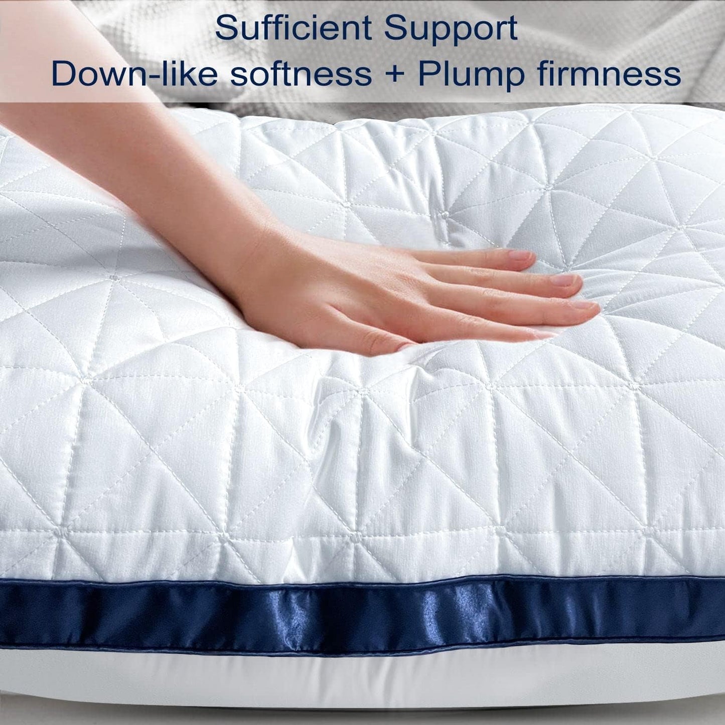 Pillows Standard Size Set of 4 Cooling Hotel Luxury Bed Pillows for Sleeping 4 Pack, Supportive Breathable Down Alternative Gusset Standard Pillow for Back Stomach or Side Sleepers