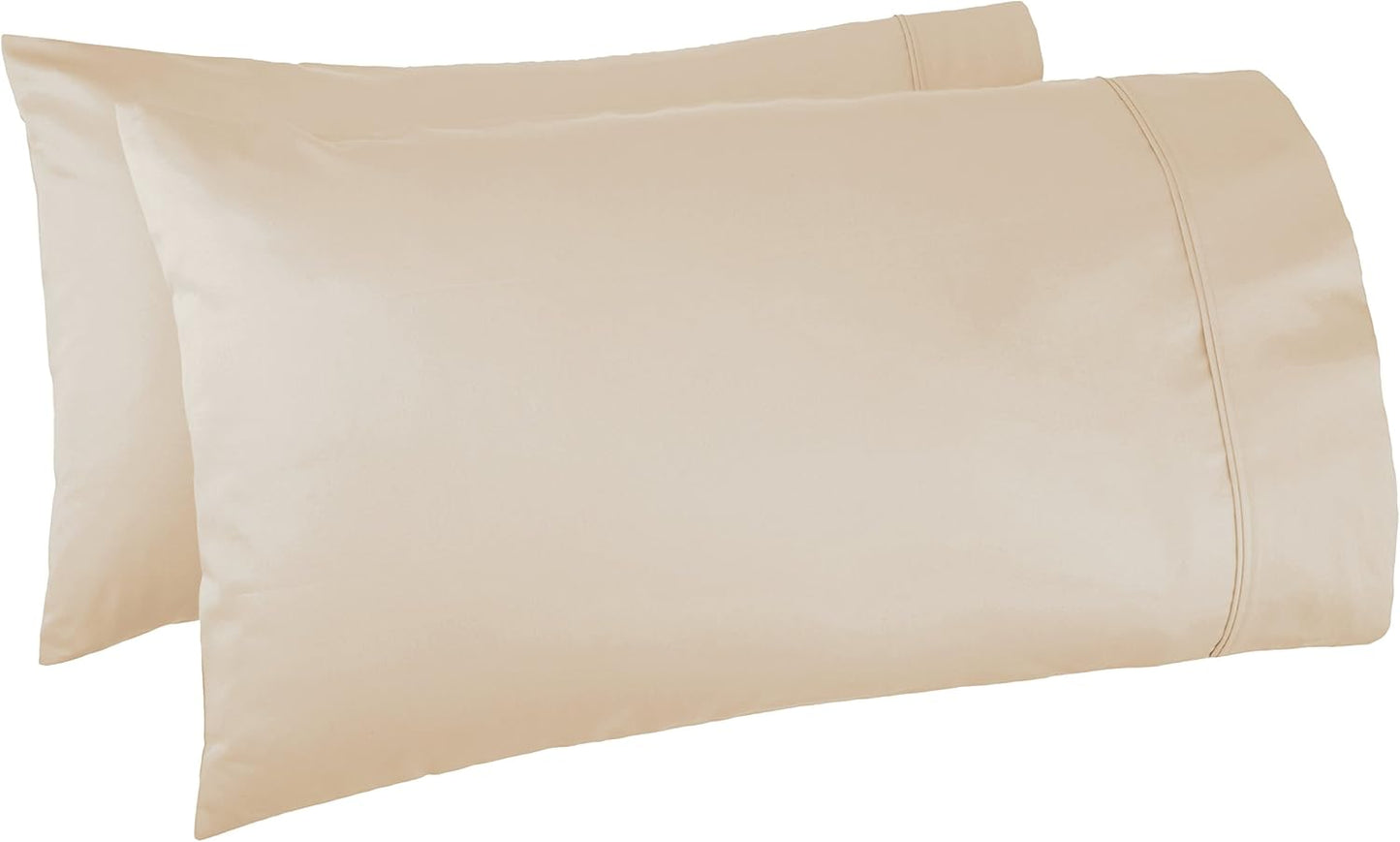 Amazon Basics 400 Thread Count Cotton Pillow Case, King, Set of 2, Beige, 40" L x 20" W, Pillows Not Included
