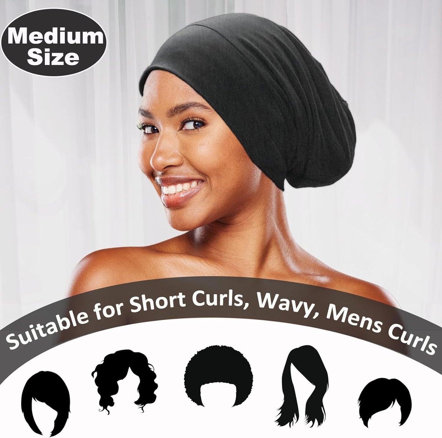 Sleep Cap Bonnet for Sleeping Black Women Men, Adjustable Cooling Lining Bonnets for Curly Hair Wrap Braids Beanie Night Hat