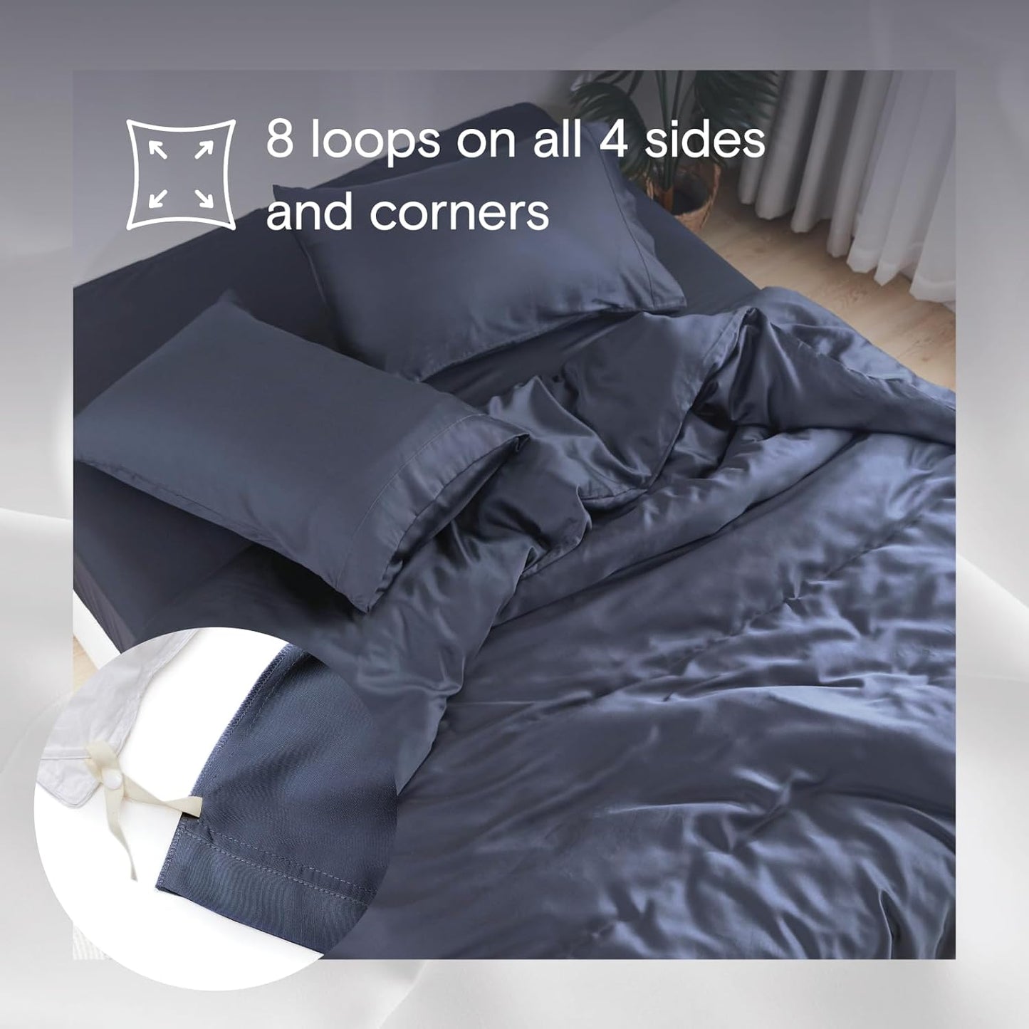 DOZ Duvet Cover Set, 100% Viscose derived from Bamboo, Organically Grown, Buttery Soft, Cooling Duvet Covers, High GSM, 1 Duvet Cover and 2 Pillowcases, 90"x90" (Sapphire, Full/Queen)