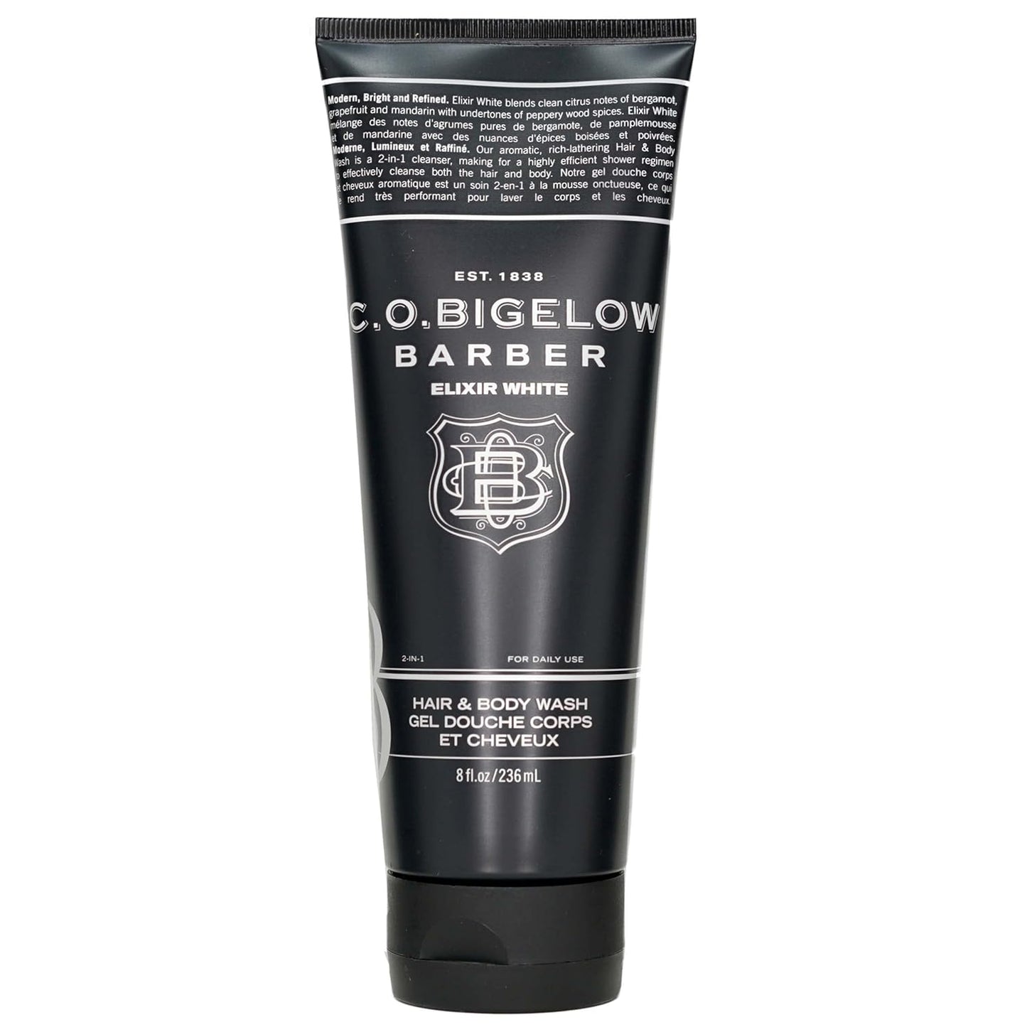 C.O. Bigelow Elixir White Hair & Body Wash for Men, Spice & Citrus Scented Men's 2 in 1 Shampoo & Body Wash, 8 Fl Oz