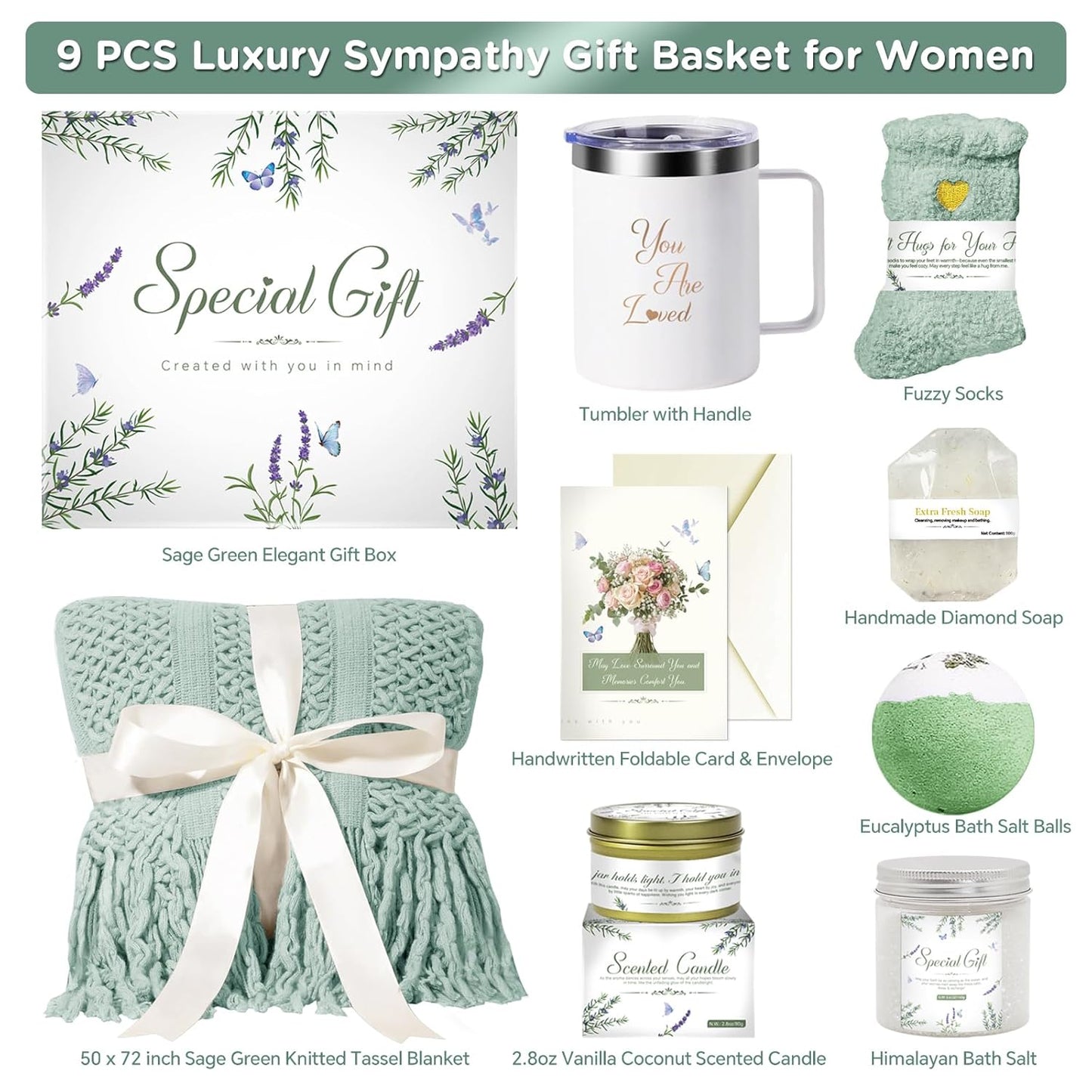 Gift Baskets for Women, Comfort Get Well Soon Gift Basket with Tassel Blanket, Self Care Gifts for Women, Mom, Wife, Sister, Thank you, Sympathy Inspirational Friendship Birthday Care Package Spa Kit