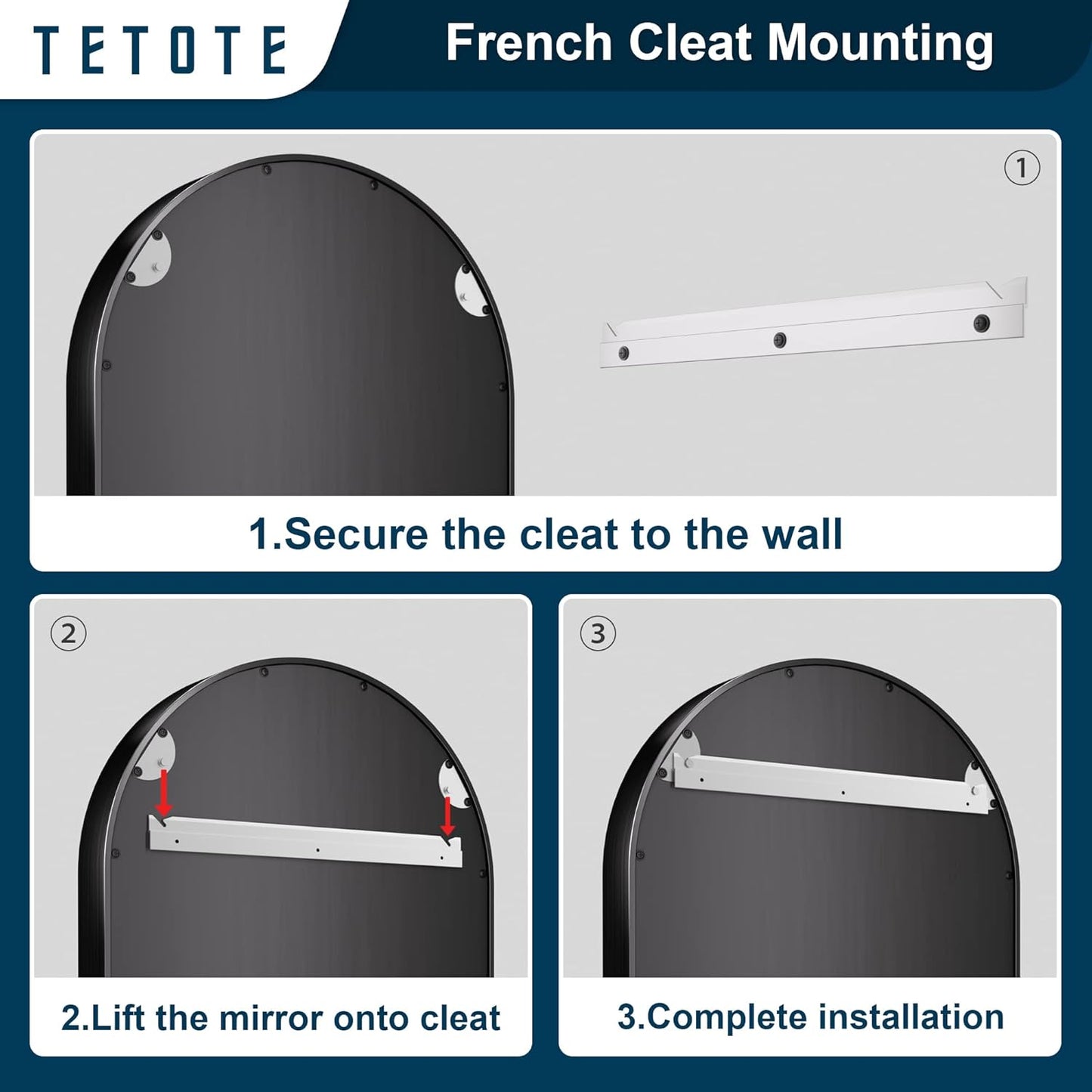 TETOTE Black Arched Mirror for Vanity,20 x 30 Wall Mounted Bathroom Mirror,Matte Black Metal Framed Farmhouse Mirrors for Makeup,Shatterproof Mirror for Entryway,Living Room,Fireplace
