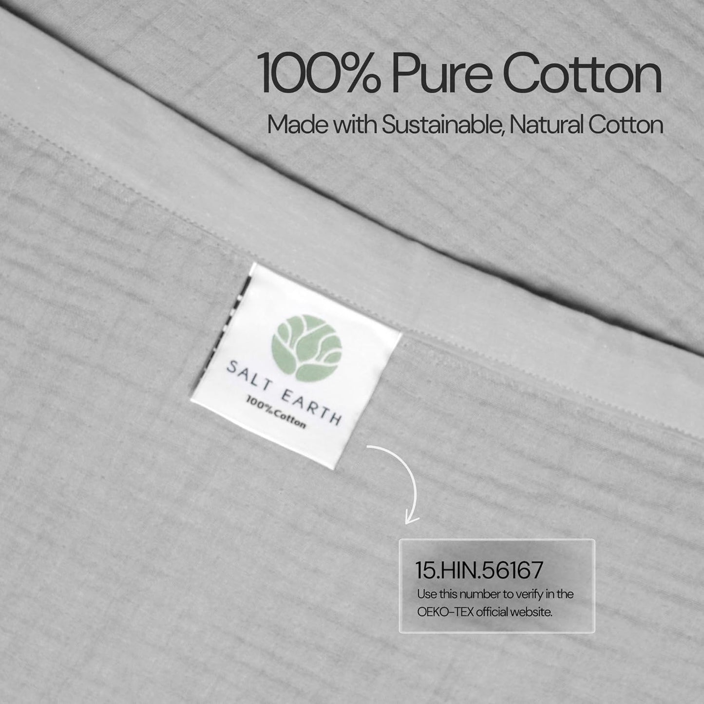 Salt Earth 100% Cotton Muslin Throw Blanket Gauze Blanket 55"X75" Twin, 4 Layered, Couch, Bed, Living Room, Home, Lightweight, All Season Blankets & Throws, Easy wash, Skin Friendly (Scottish Grey)