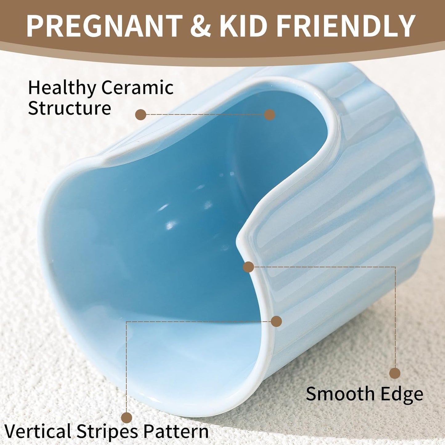 Kid Ceramic Bathroom Cup Dispenser with Stylish Vertical Stripes - Dixiee Cup Dispenser & Mouthwash Cup Holder Holds 3oz Paper Cups for Rinsing Cups on Bathroom Vanity Countertops Glossy Red