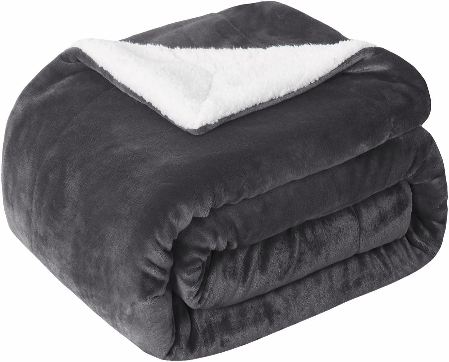 SOCHOW Sherpa Fleece Throw Blanket, Reversible Super Soft Luxurious Plush Blanket Twin Size, Dark Grey