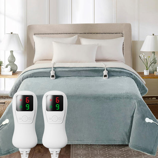 Electric Heated Blanket King Size, Super Soft Cozy Luxury Faux Fur & Thick Sherpa Electric Blanket with 9 Heating Levels & 1-9 Hours Auto Off, Fast Heat & Overheat Protection, 100" x 90", Gray