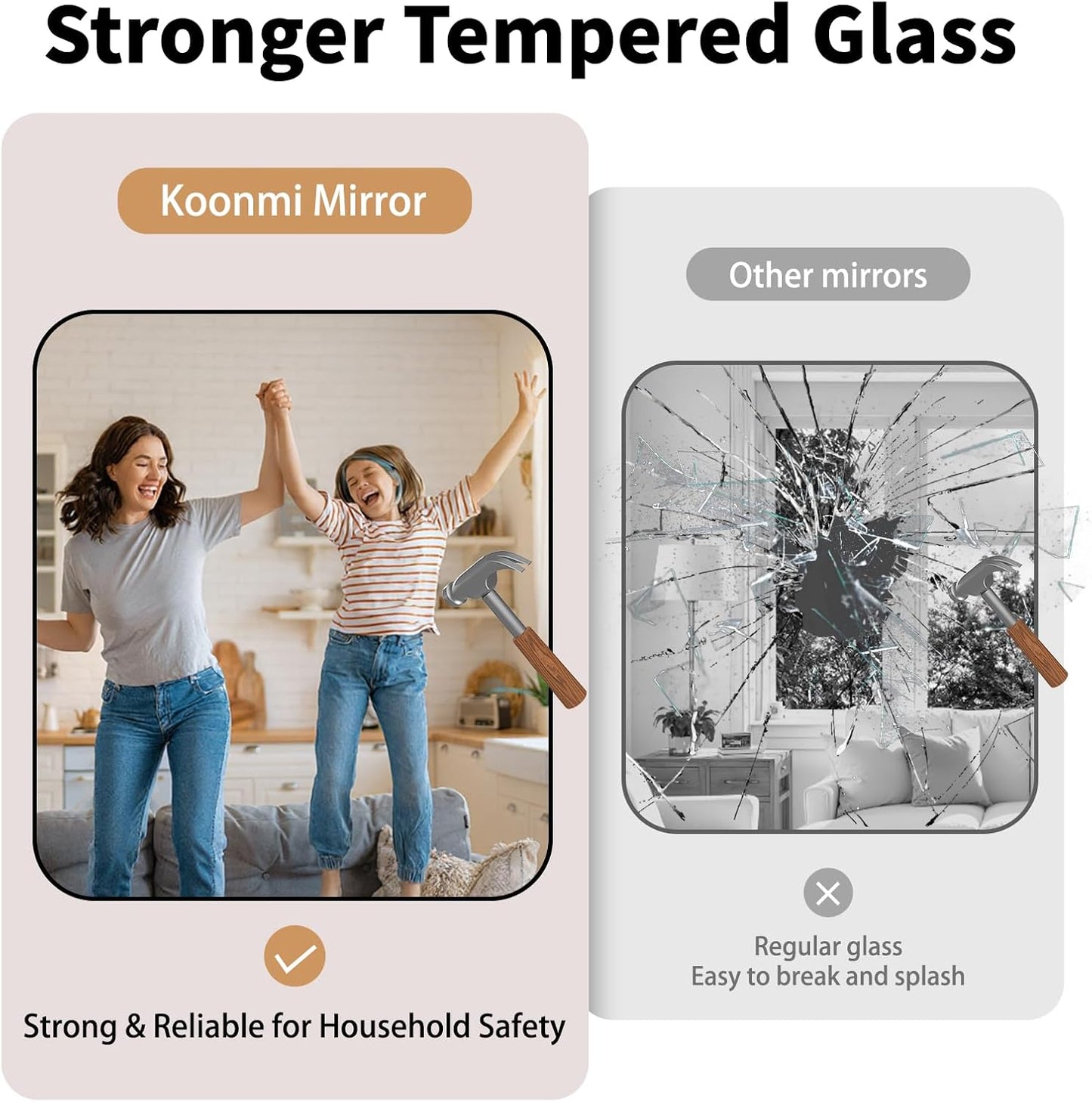 Koonmi Black Framed Bathroom Mirror - 30x40 Inch Shatterproof Tempered Glass Vanity Mirror for Bathroom Sink, Wall Mounted with Matte Aluminum Alloy Frame, No Distortion, Modern Decor