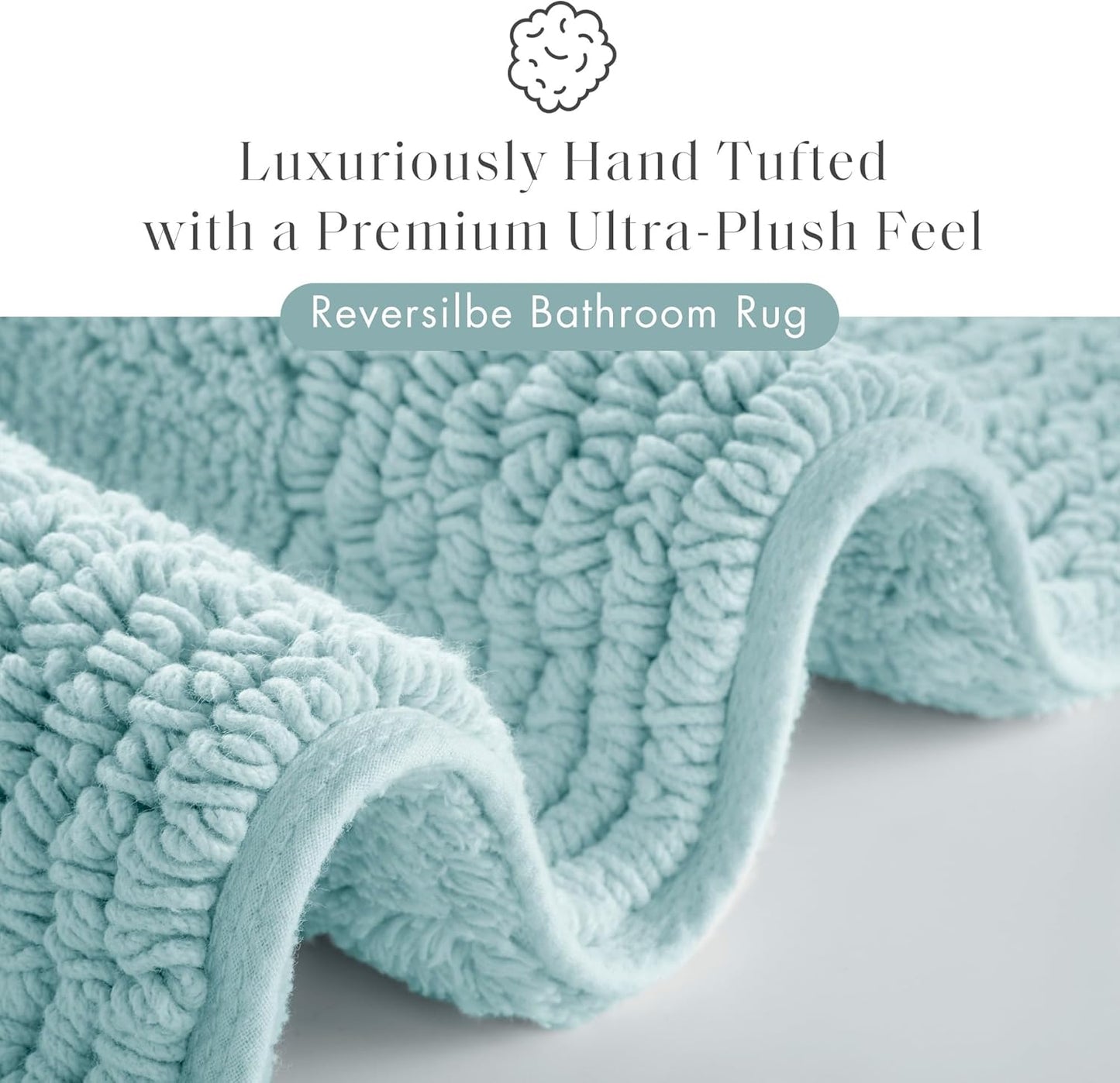 Madison Park Splendor Reversible 100% Cotton Tufted Bathroom Rug-3000 GSM Hotel Quality Luxurious Plush Medium Pile Bath Mat Absorbent, Quick Dry, Shower Room Décor, 24x44 Blue