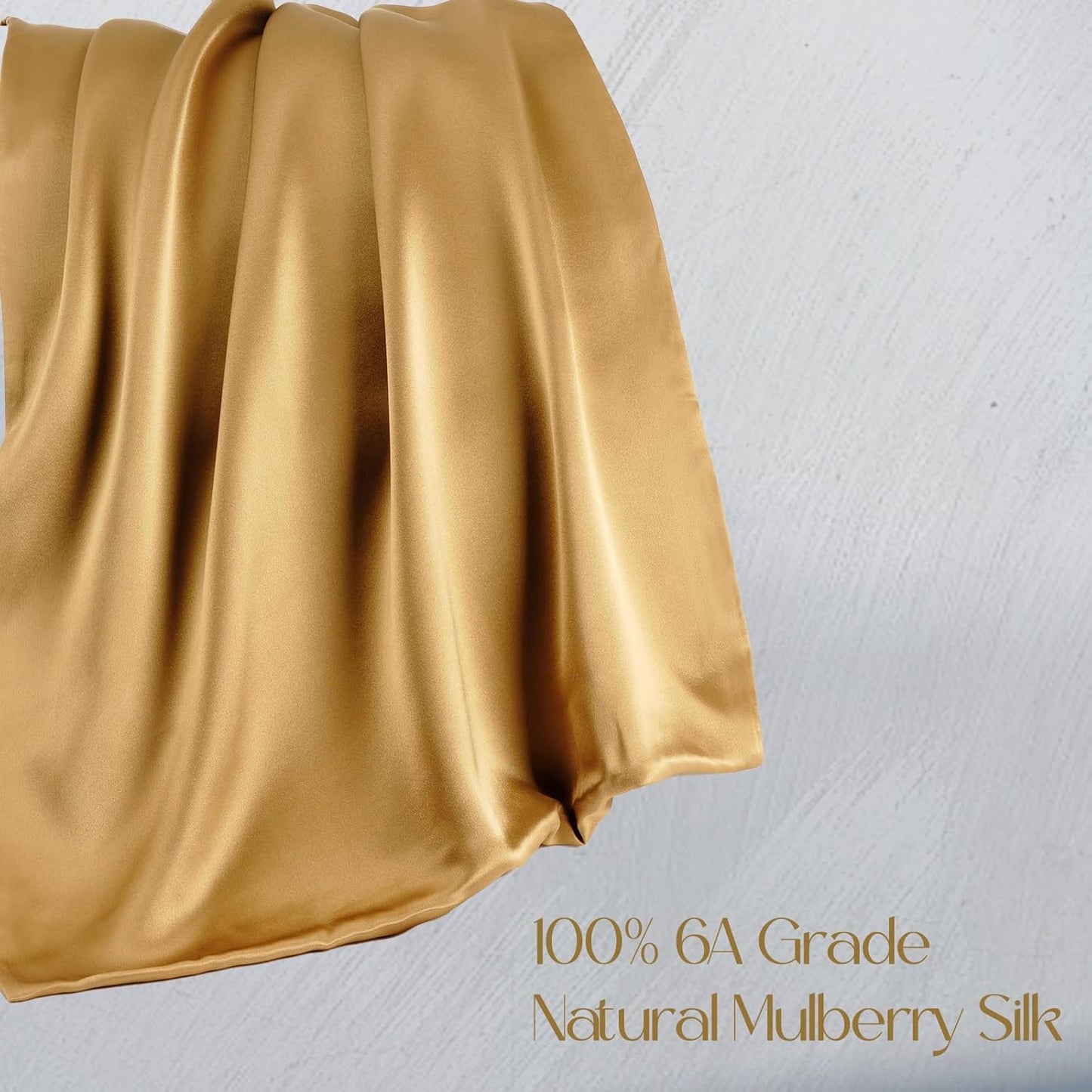 ZIMASILK 100% Pure Mulberry Silk Pillowcase for Hair and Skin Health,Soft and Smooth,Both Sides Premium Grade 6A Silk,600 Thread Count,with Hidden Zipper,1pc (Queen 20''x30'',Golden)