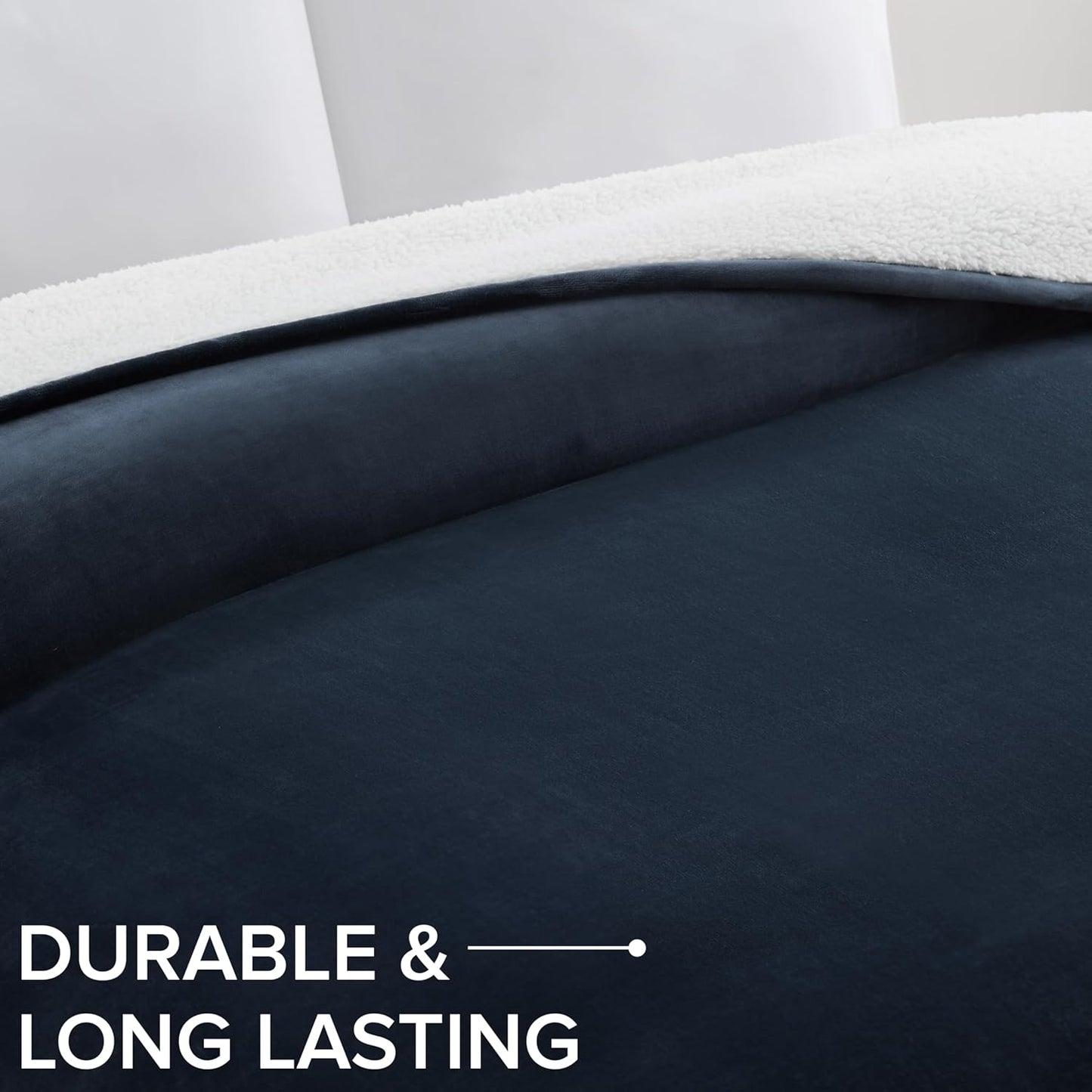 UGG Ariana King/California King Blanket Fleece Fluffy Reversible Soft Fuzzy Bedding Cozy Plush Warm Oversized Blanket Machine Washable Bedroom Decor for Big Couch or Bed, 110-inch x 90-inch, Navy Blue