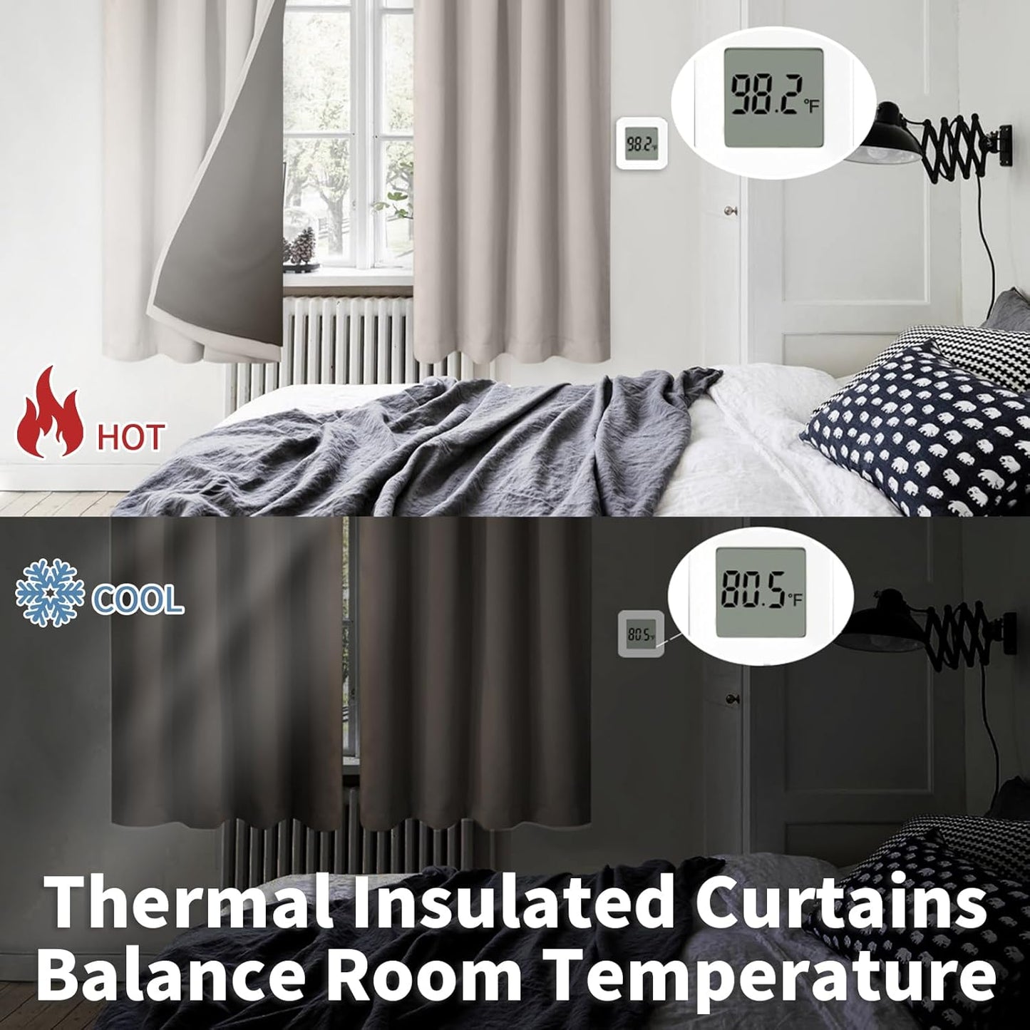 BGment Full Blackout Curtains for Living Room 84 Inch Length 2 Panels Set, Double Layer Room Darkening Thermal Insulated Noise Reducing Curtains with Rod Pocket, 52 Inch Wide, Cashmere