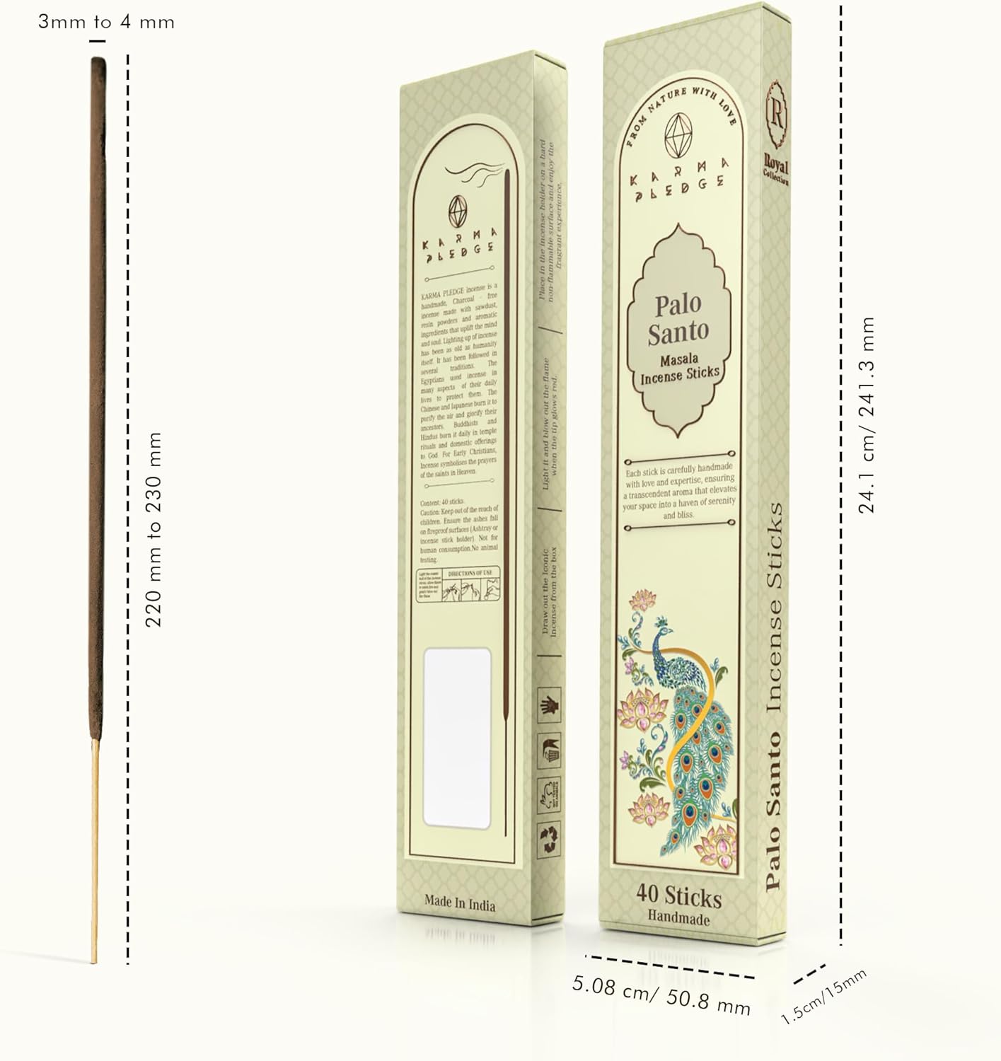 KARMAPLEDGE Palo Santo Masala Incense Sticks, Organic Hand Rolled Incense, Natural Herbs & Aromatic Ingredients, Contain 40 Sticks Inside, Burn Time 45-60 Min, Spiritual Gift, Incense by Karma Pledge
