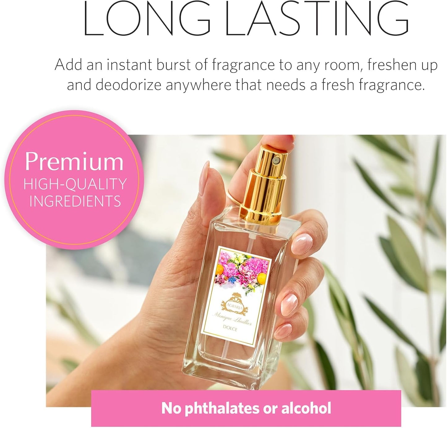 AGRARIA Room and Linen Spray, Luxury Room Fragrance for Clothes, Bed, and More, Essential Perfume Grade Oils Infused Linen Fresh Spray