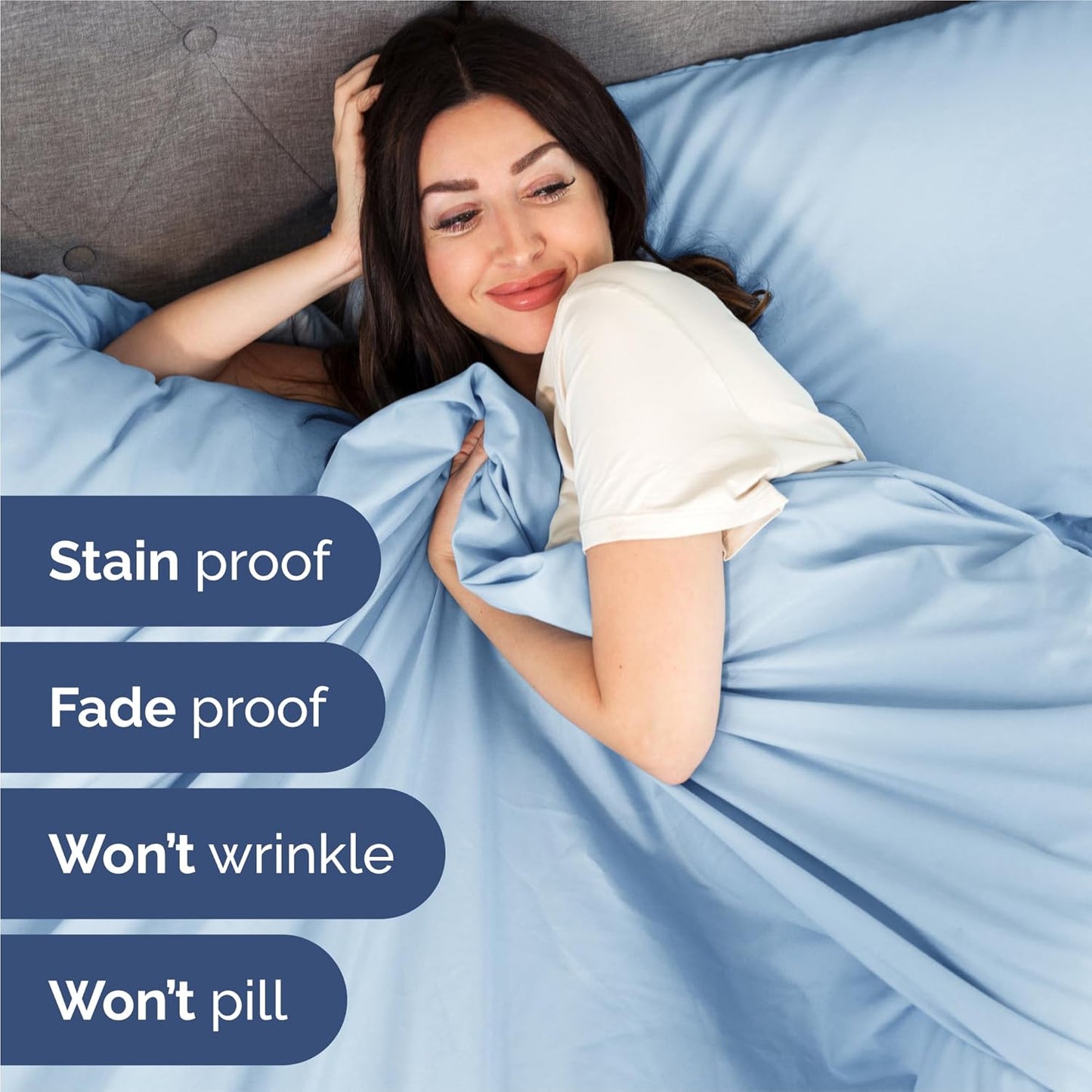 King Size 4 Piece Sheet Set - Comfy Breathable & Cooling Bed Sheets Set - Hotel Luxury Bedding for Women, Men, Kids, Teens, Boys & Girls - Deep Pockets, Soft and Wrinkle Free - Oeko-Tex - Light Blue