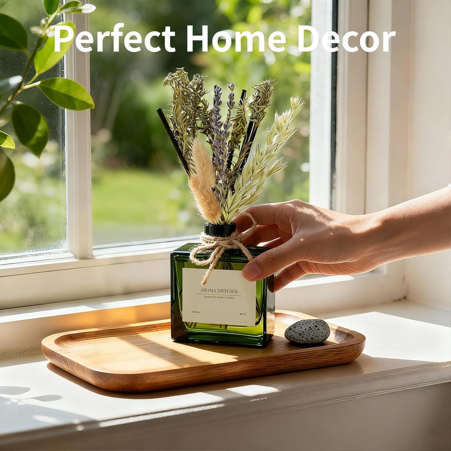 Reed Diffuser, 6.09 oz French Juniper Lavender Scent Diffuser with Sticks & Dried Flowers, 120 Days Long Lasting diffusers for Home, Elegant Fragrance for Bathroom Bedroom Decor Air Fresh