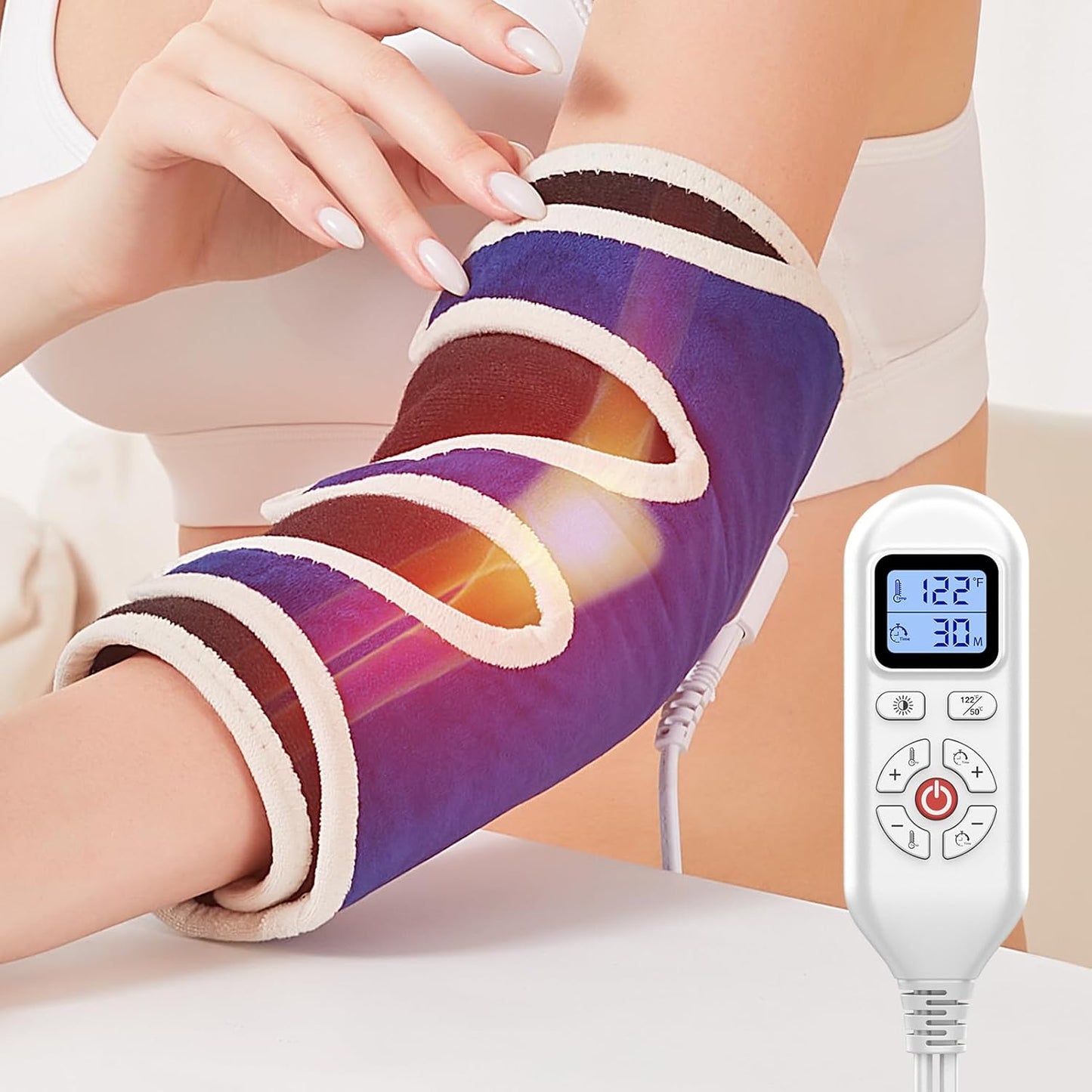 JOBYNA Elbow Heating Pad, Adjustable Tennis Elbow Pad for Men Women, 86℉-158℉ & Auto Shut Off, Arm Heat Therapy for Golfer's Elbow, Bursitis, Sprains, Strains, Tendonitis, and Arthritis