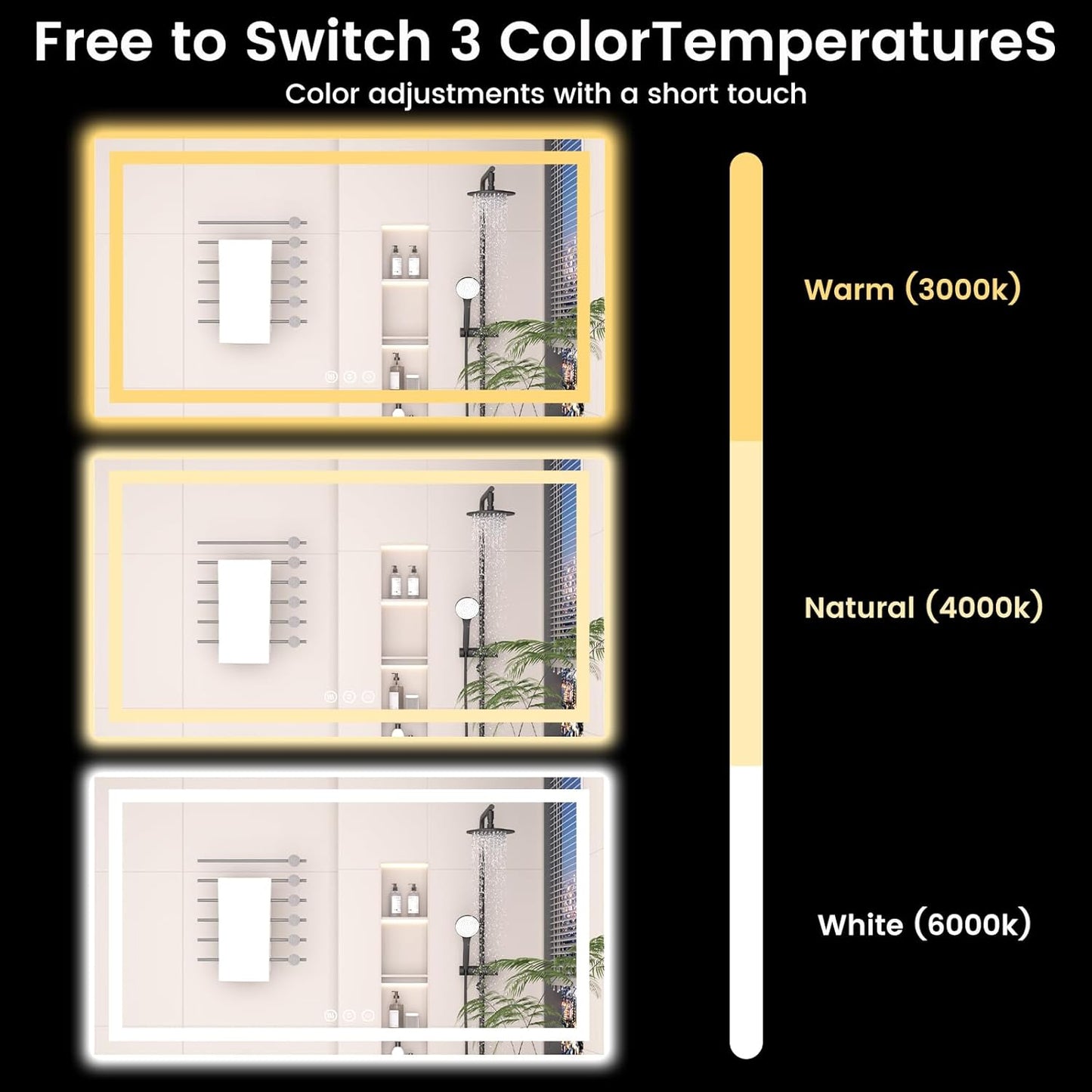 24X48 LED Bathroom Mirror with Lights, Anti-Fog, Backlit + Front Lit (CRI>90), Lighted Bathroom Vanity Mirror for Wall, Memory Function, Dimmable, Tempered Glass, Shatter-Proof, ETL Listed