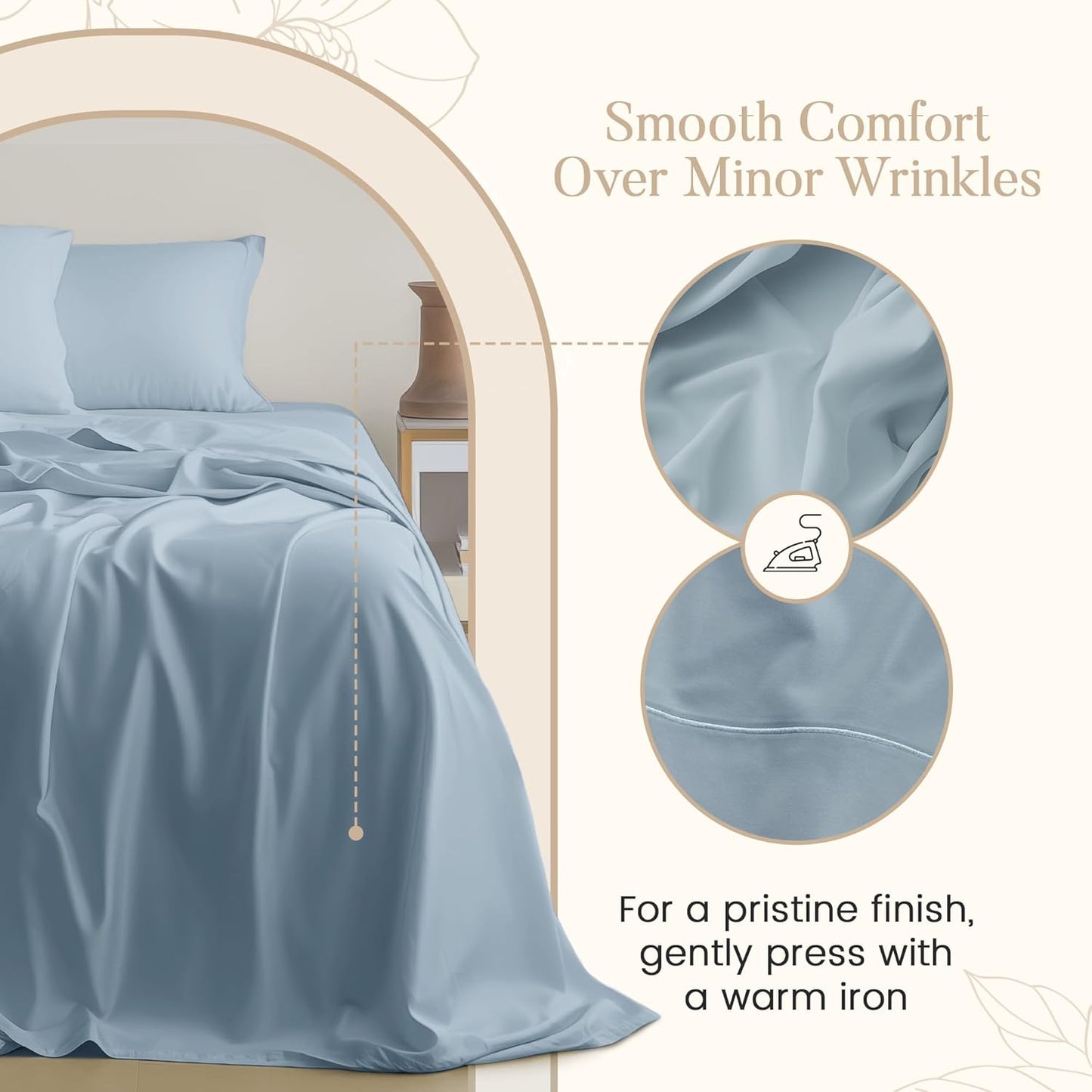 100% Egyptian Cotton Sheets Full Size Set, 800 TC Deep Pocket Full Sheets Set, Soft Breathable Sateen Weave 4 PC Elasticated Sheet & Pillowcase Sets, No Pill & Shrink, Fade Resistant - French Blue