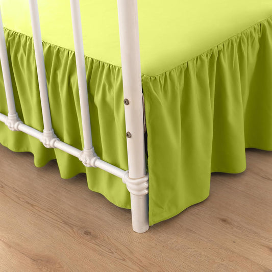 Bed Skirt King Size Ruffled Bed Skirt with Split Corners, 14 Inch Drop Dust Ruffle Bed Skirts with Platform, Gathered Style, 100% Microfiber, Lime