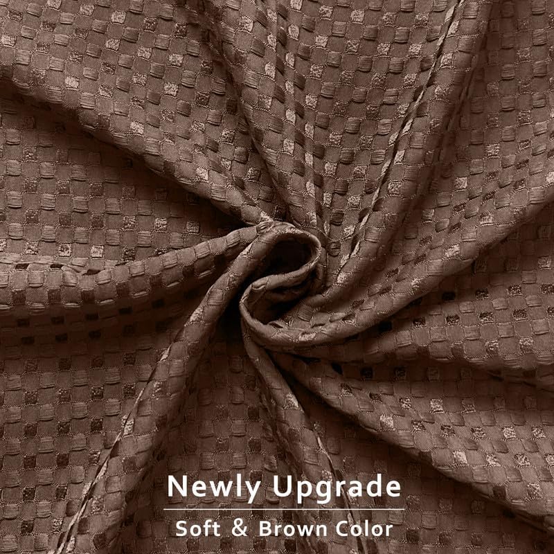 MIYE Pleated Waffle Weave Bed Skirt, Tailored Dust Ruffle 16 Inch Drop Easy Fit, Machine Washable (Brown, Queen - 16" Drop)