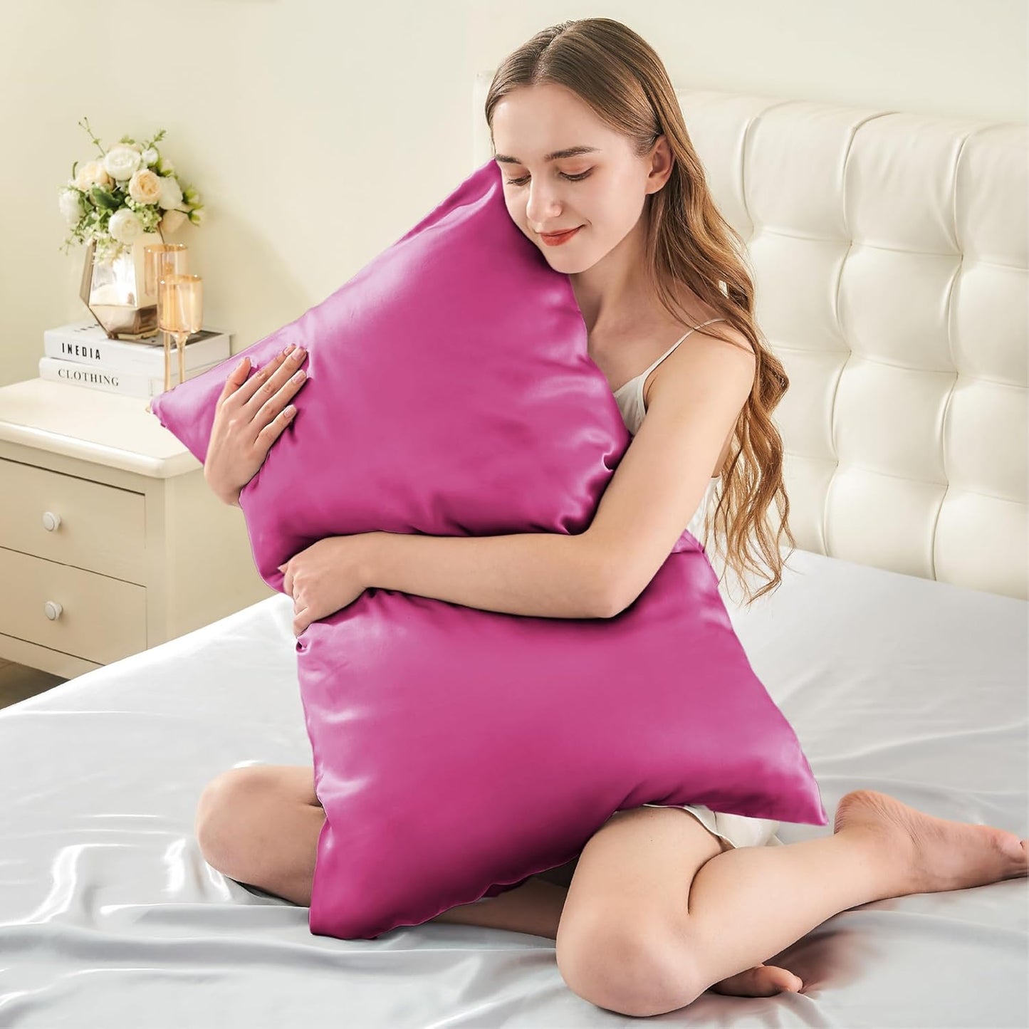 INFIIXSO Mulberry Silk Pillow Case King Size, Silk Pillowcase with Hidden Zipper 20"x36", Extraordinary Smooth and Soft Pillow Cases for Hair and Skin(Hot Pink, 1 Pack)