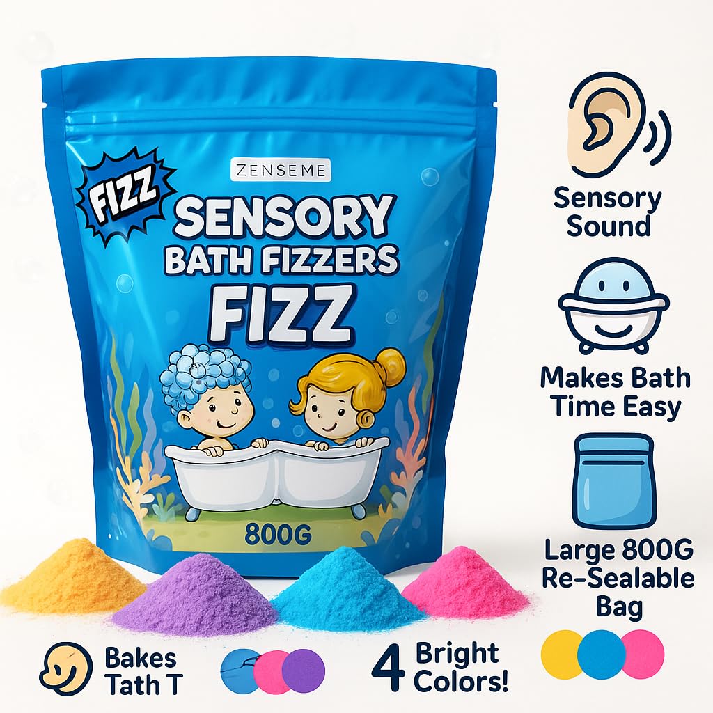 Bath Bombs for Boys - Bath Fizzies Kids Powder – 4 Fizzing Bath Colour Changing Bubble Powder for Children – Fun & Educational Bath Gift Set - Sounds and Sensory Fun
