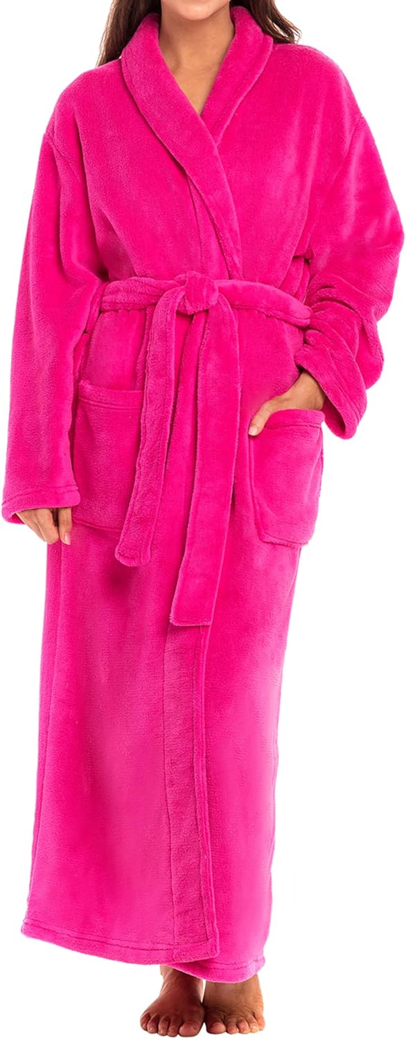 Alexander Del Rossa Plush Robe for Women, Long Fleece Winter Bath Robe, Plus Size