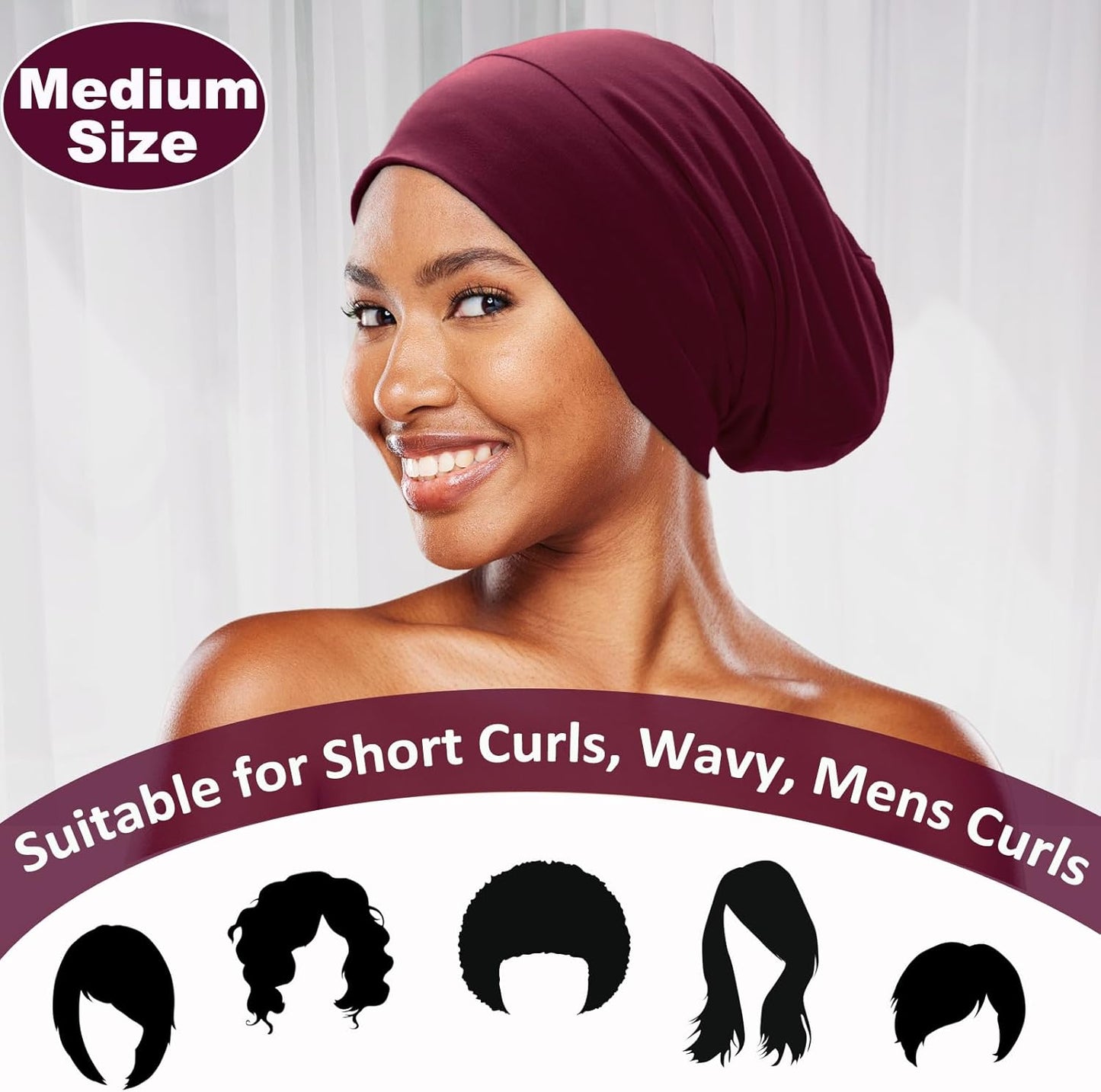 Sleep Cap Bonnet for Sleeping Black Women Men, Adjustable Cooling Lining Bonnets for Curly Hair Wrap Braids Beanie Night Hat