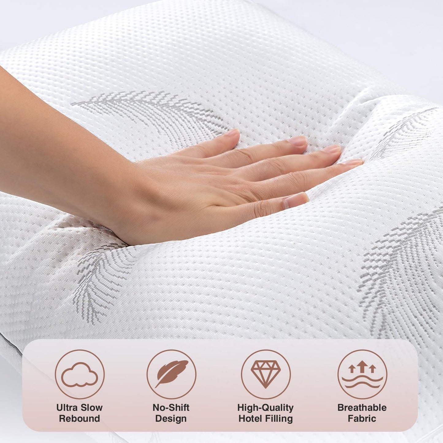 Goose Feather Pillows Bed Pillow - Hotel Down Pillows King Size Set of 2, Fluffy Support Surround Fill Polyester for Back, Stomach, Side Sleepers