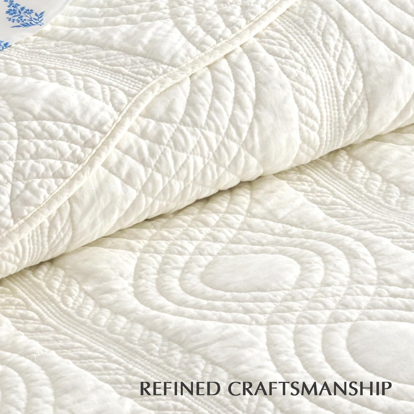 EVERGRACE 100% Cotton Scallop Quilt Set, Queen Size 3 Piece Set – Lightweight Bedspread with 2 Shams, Soft Prewashed Coverlet for Cozy and Elegant Bedding, Ivory Cream