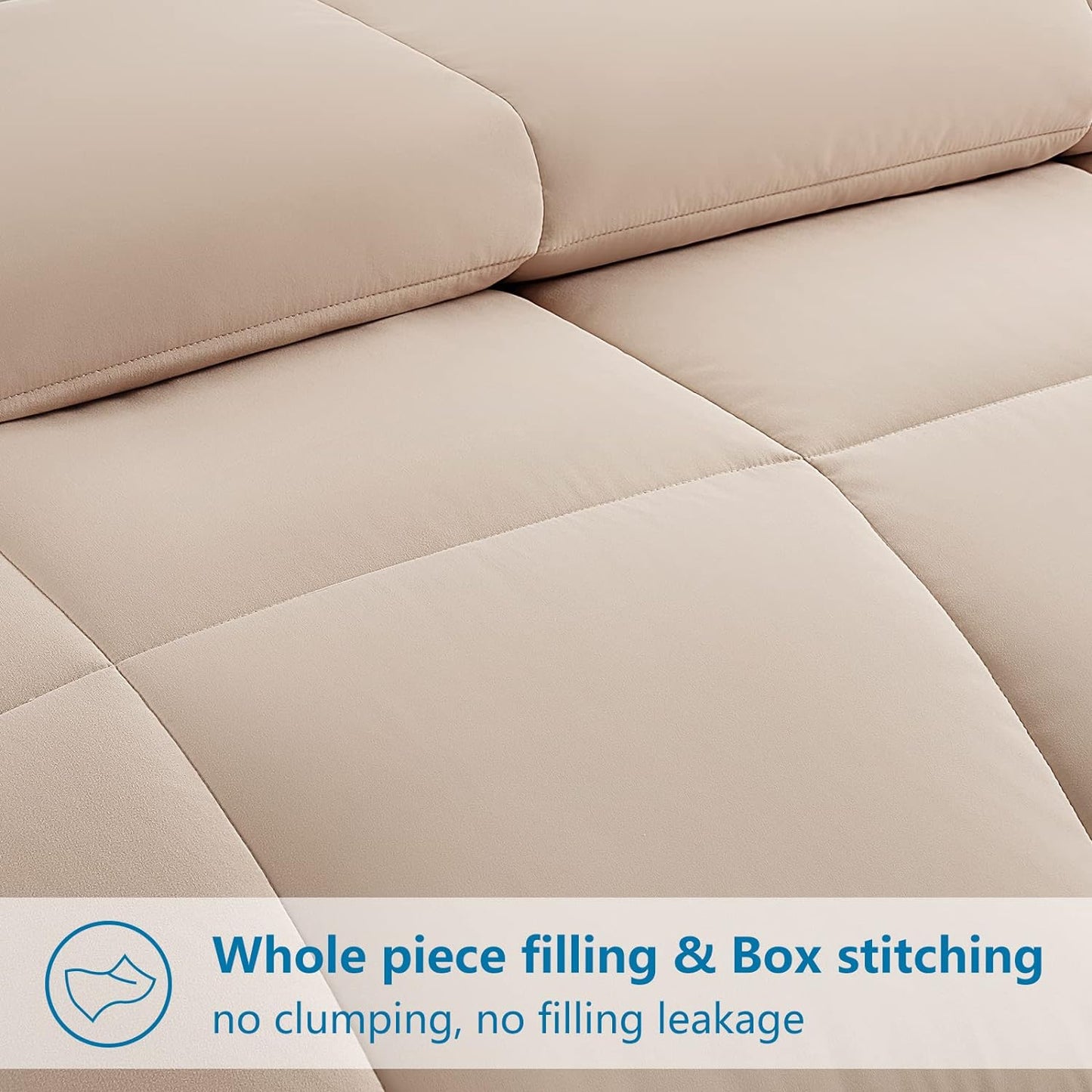 EASELAND Twin Size Down Alternative Comforter - Quilted Duvet Insert for All Seasons, Soft Lightweight with Corner Tabs, Summer Winter Warm Bedding, Beige 64×88 Inches
