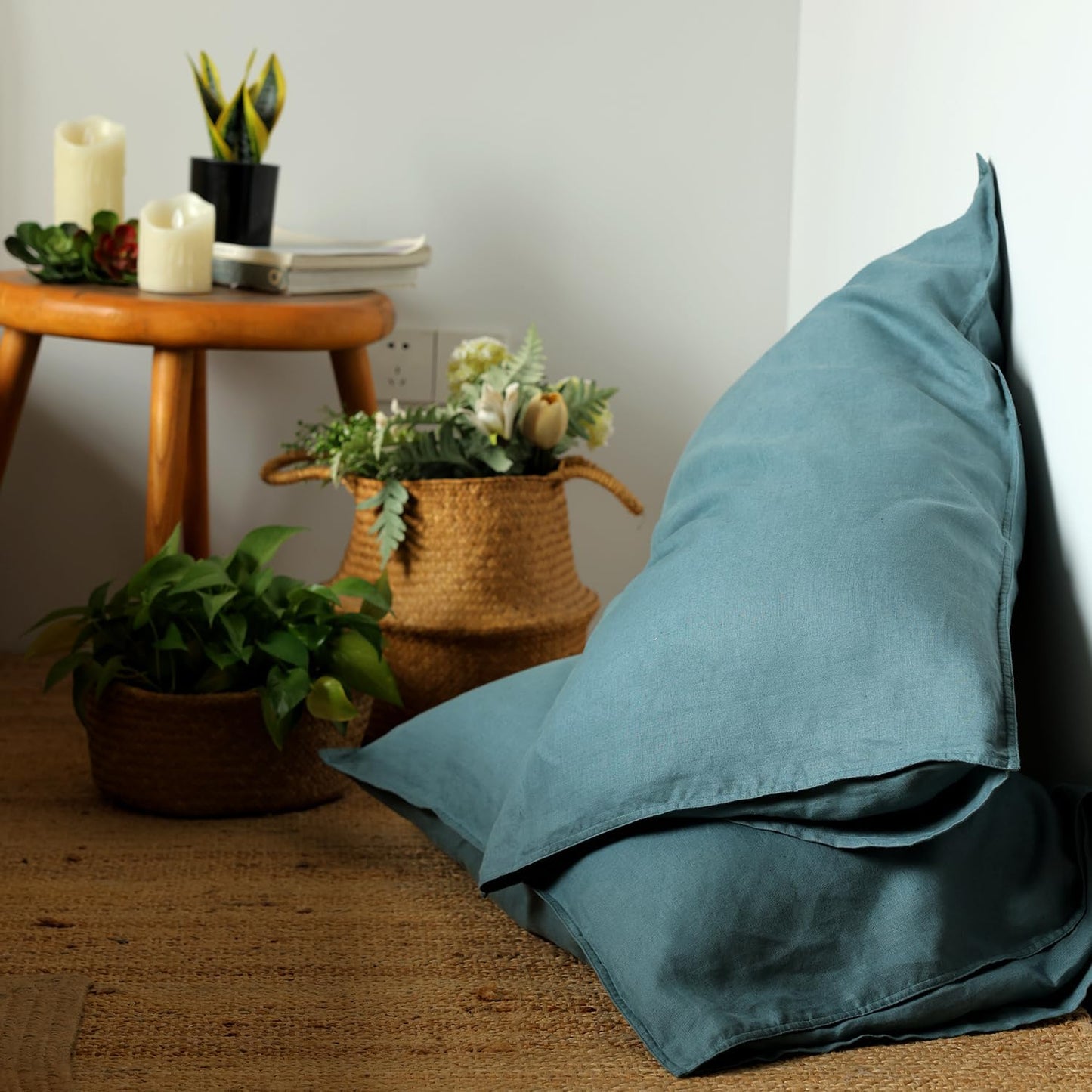 XZ XIFA Blue Linen Duvet Cover Queen, 100% Washed French Flax Linen Bedding with Zipper Closure, Cooling for Hot Sleepers, Textured Bed Sets - 1 Duvet Cover and 2 Pillowcases.