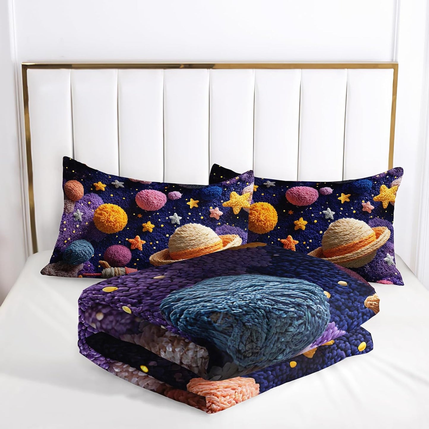 Puple Pink Galaxy Comforter Full Size，Galaxy Theme Bedding Set Full for Kids