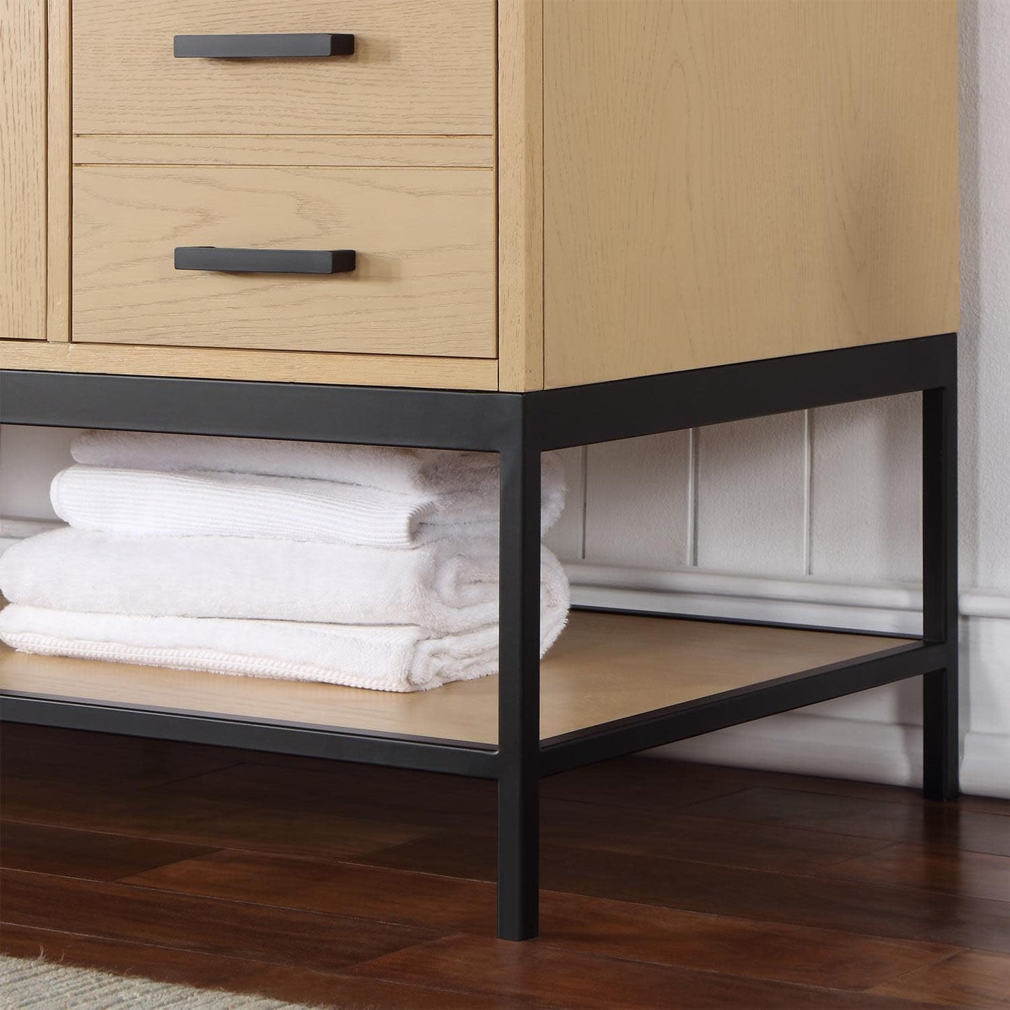 Wildy 60" Single Bathroom Vanity Set in Black Oak Without Mirror